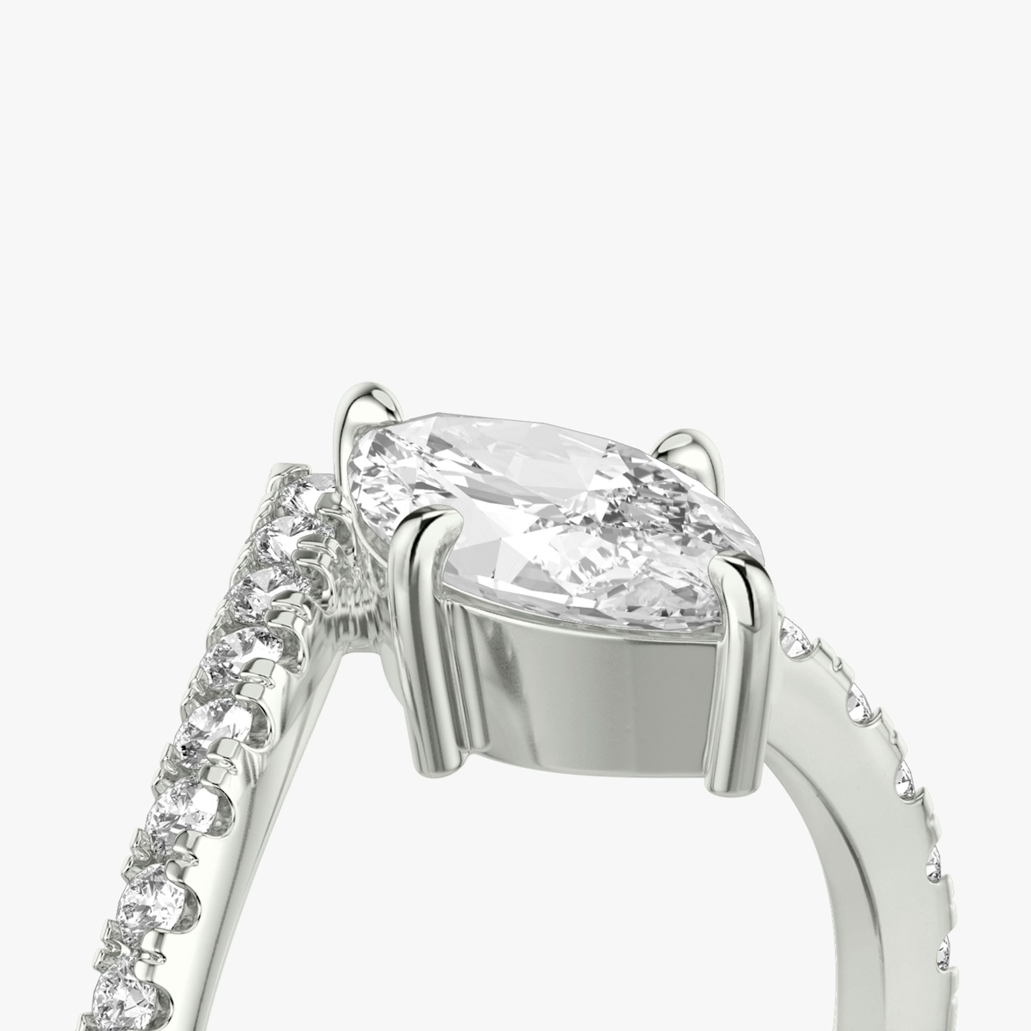 The Signature V | Marquise | 18k | White Gold | bandAccent: Pavé | diamondOrientation: vertical | caratWeight: other
