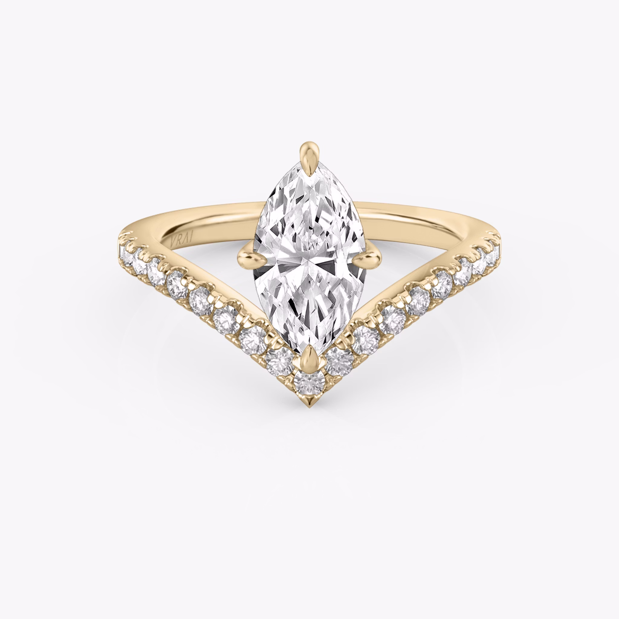 The Signature V | Marquise | 14k | Rose Gold | bandAccent: Pavé | diamondOrientation: vertical | caratWeight: other