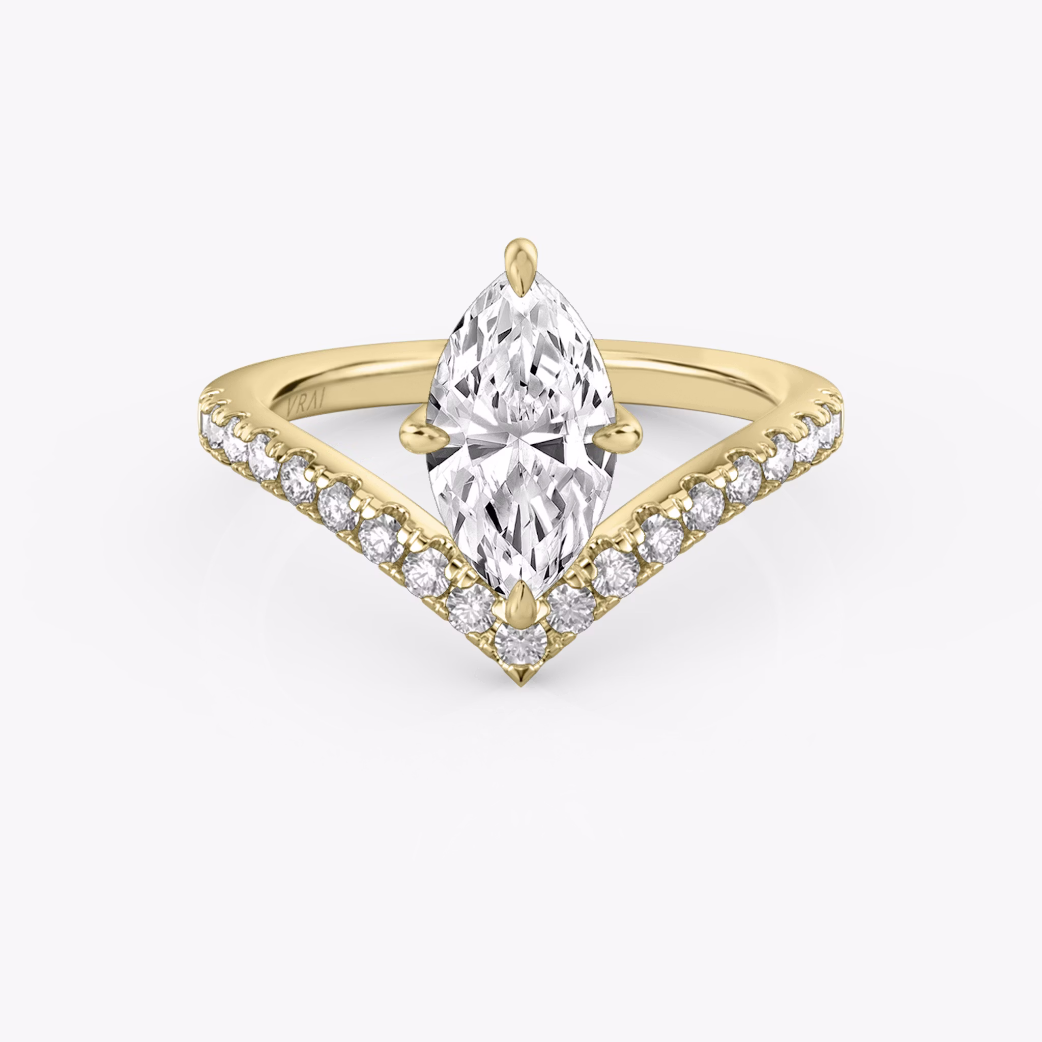 The Signature V | Marquise | 18k | Yellow Gold | bandAccent: Pavé | diamondOrientation: vertical | caratWeight: other