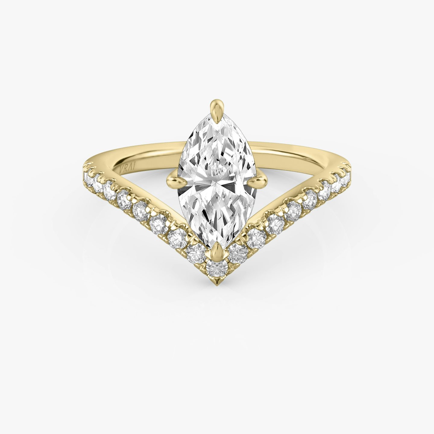 The Signature V | Marquise | 18k | Yellow Gold | bandAccent: Pavé | diamondOrientation: vertical | caratWeight: other