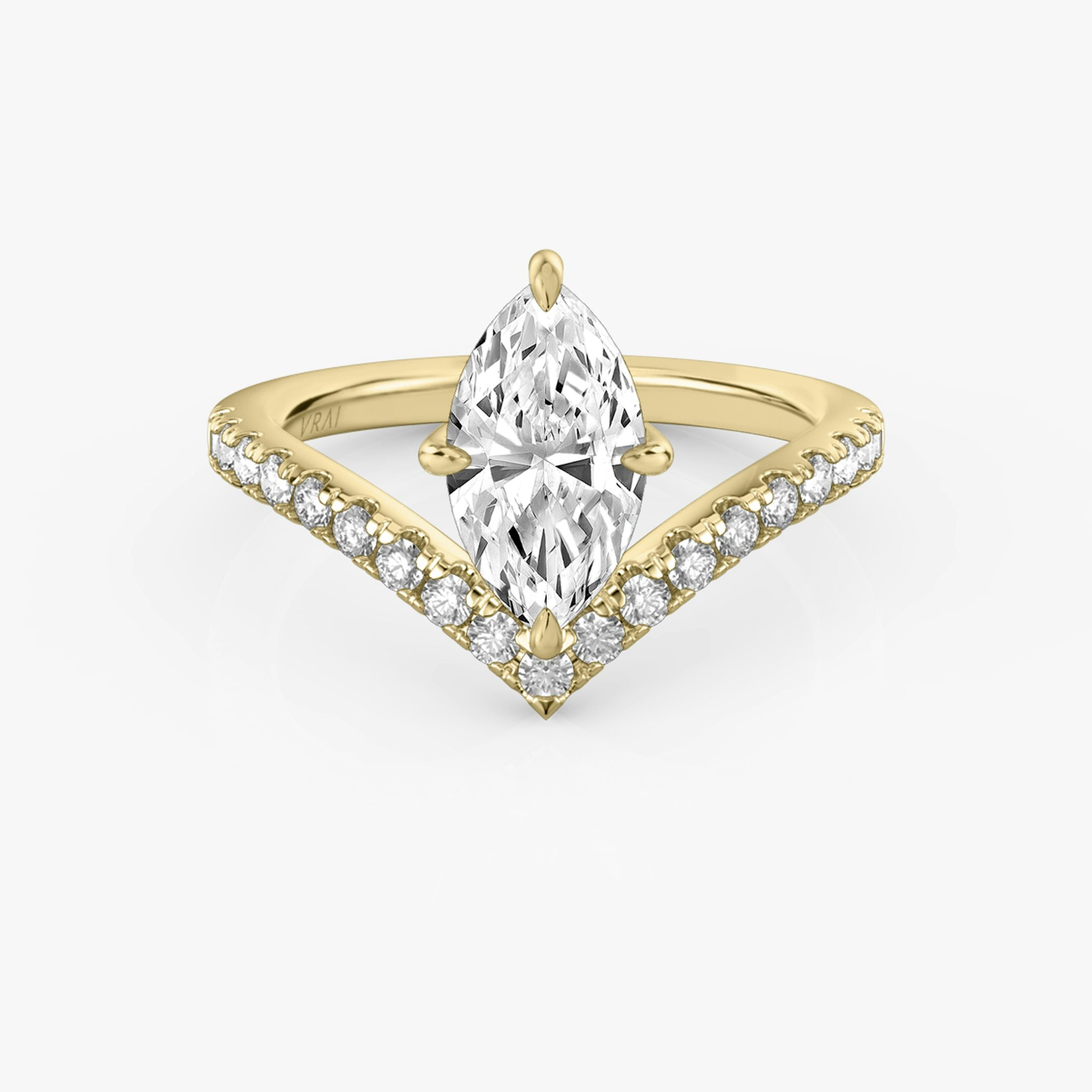 The Signature V | Marquise | 18k | Yellow Gold | bandAccent: Pavé | diamondOrientation: vertical | caratWeight: other