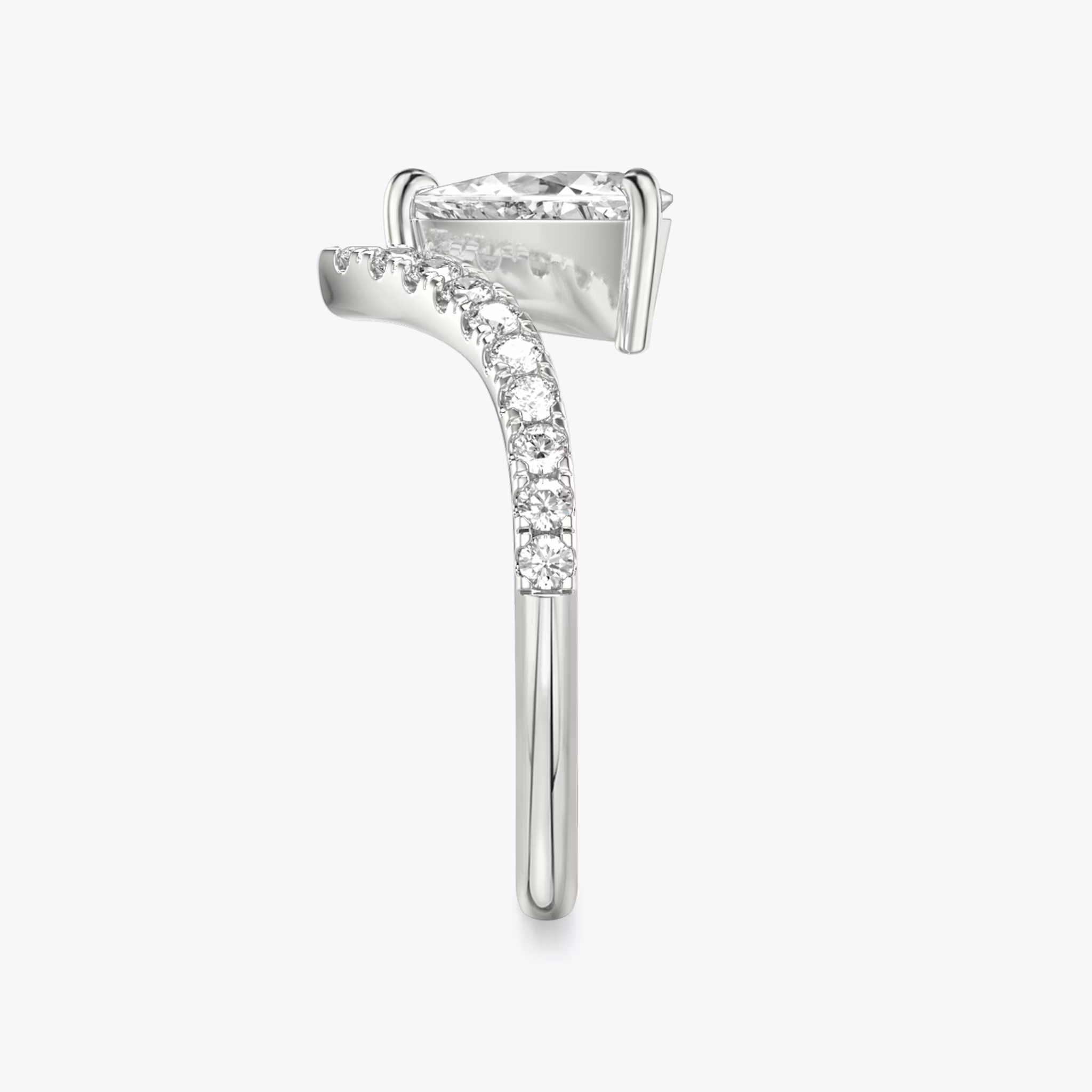 The Signature V | Trillion | 18k | White Gold | bandAccent: Pavé | diamondOrientation: vertical | caratWeight: other
