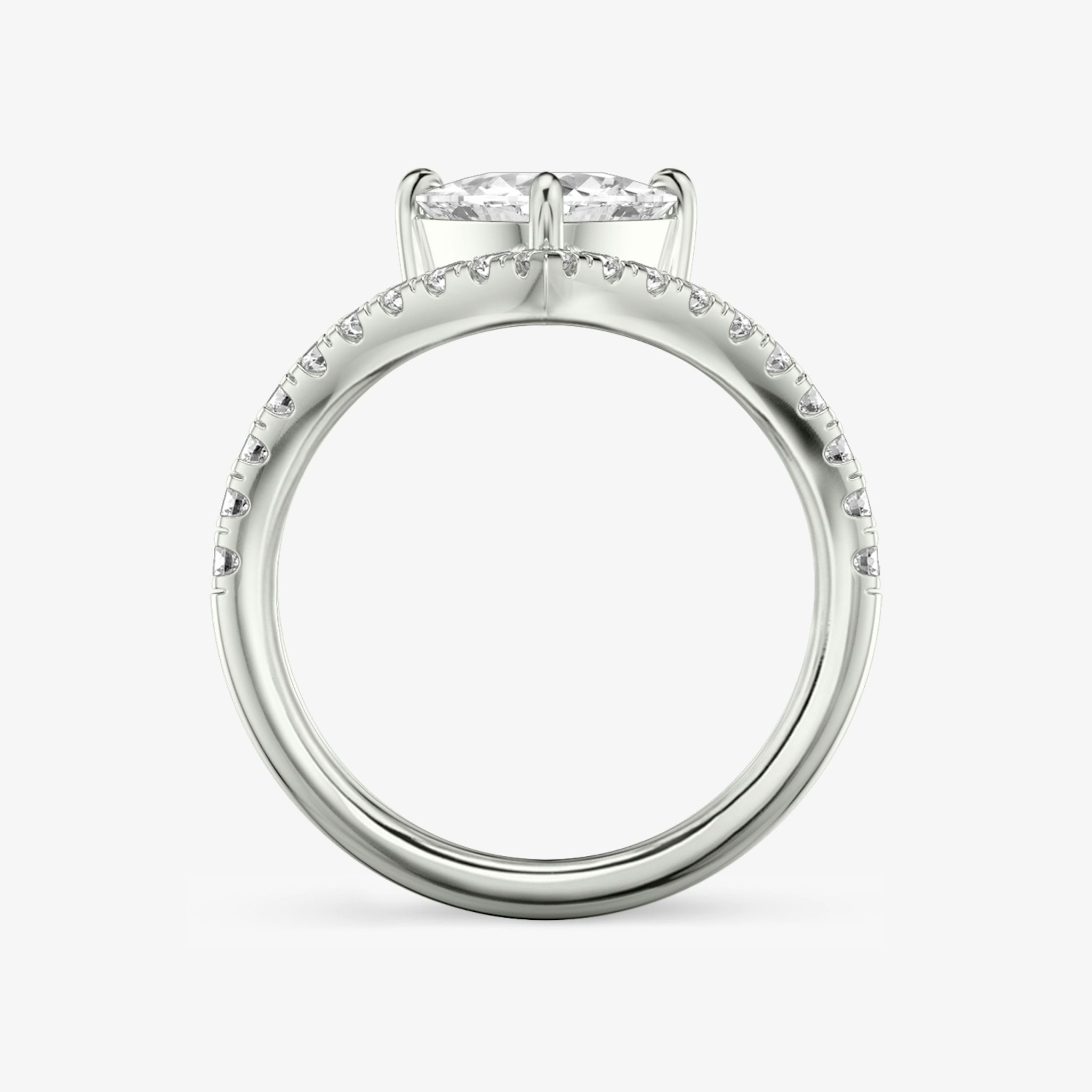 The Signature V | Trillion | 18k | White Gold | bandAccent: Pavé | diamondOrientation: vertical | caratWeight: other