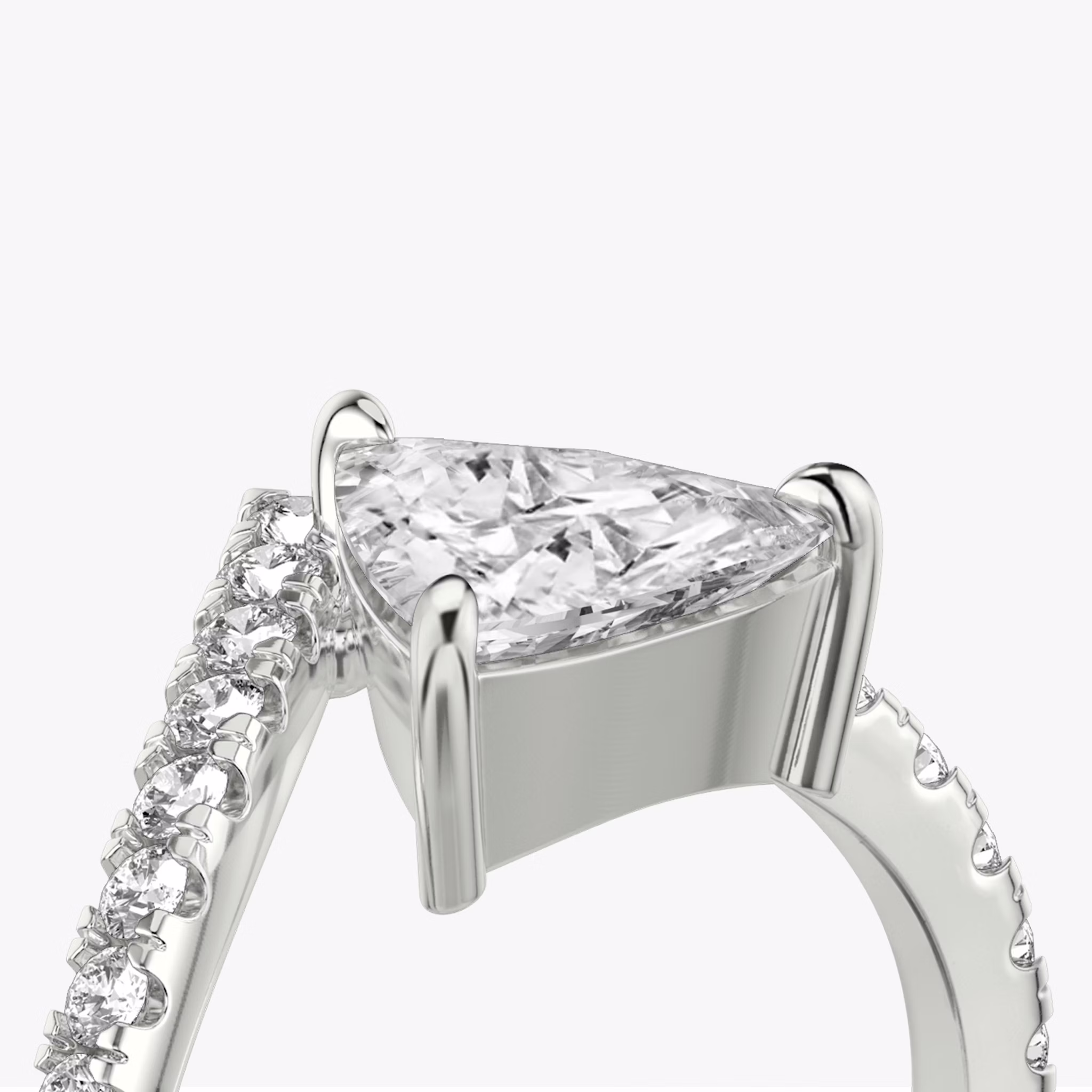 The Signature V | Trillion | 18k | White Gold | bandAccent: Pavé | diamondOrientation: vertical | caratWeight: other