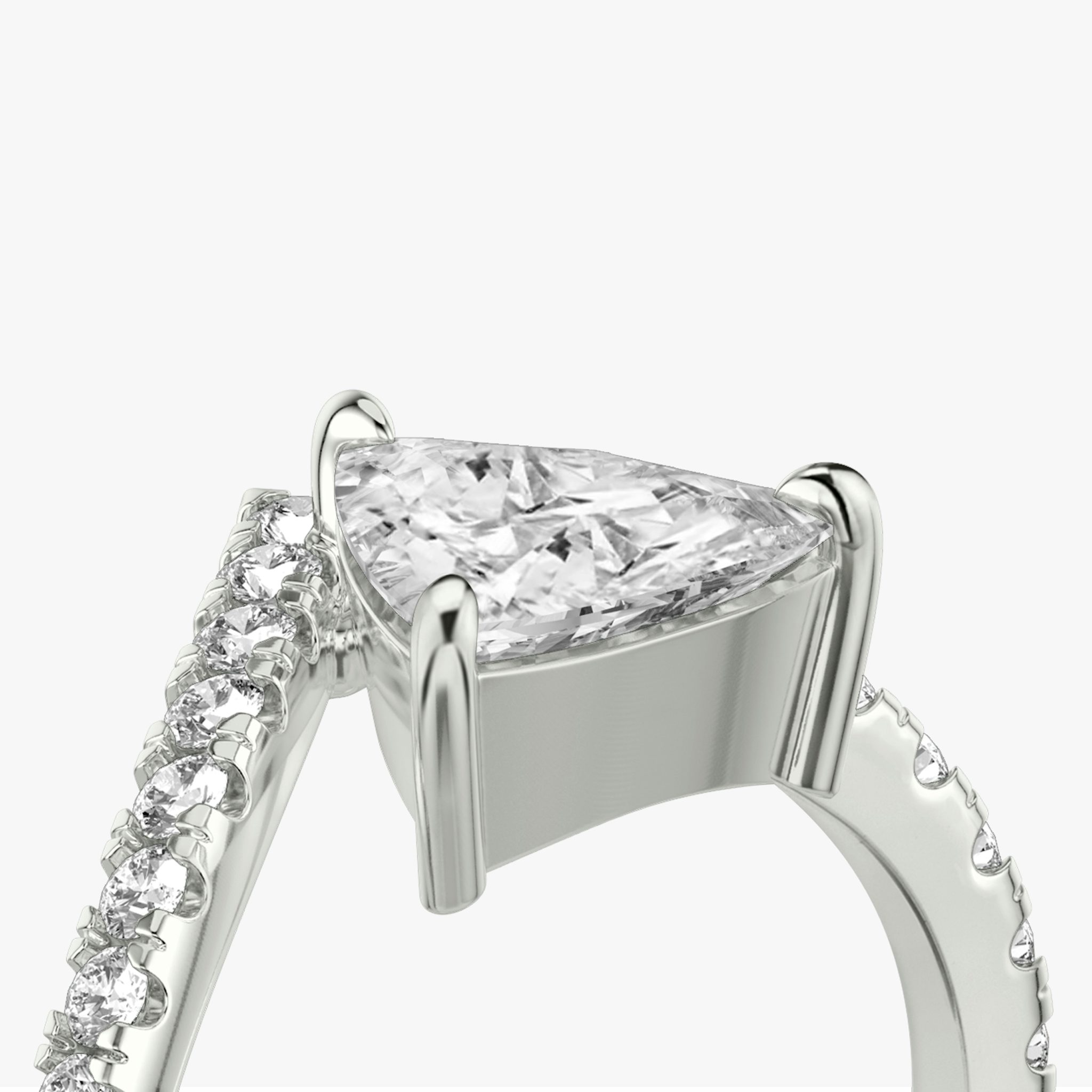 The Signature V | Trillion | 18k | White Gold | bandAccent: Pavé | diamondOrientation: vertical | caratWeight: other