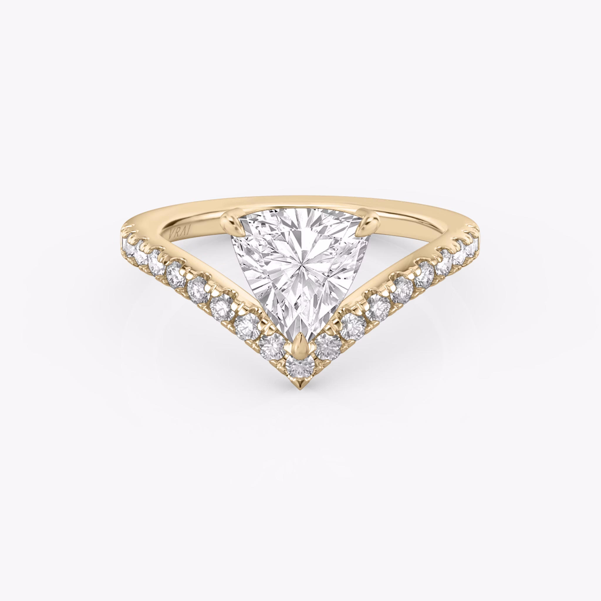 The Signature V | Trillion | 14k | Rose Gold | bandAccent: Pavé | diamondOrientation: vertical | caratWeight: other