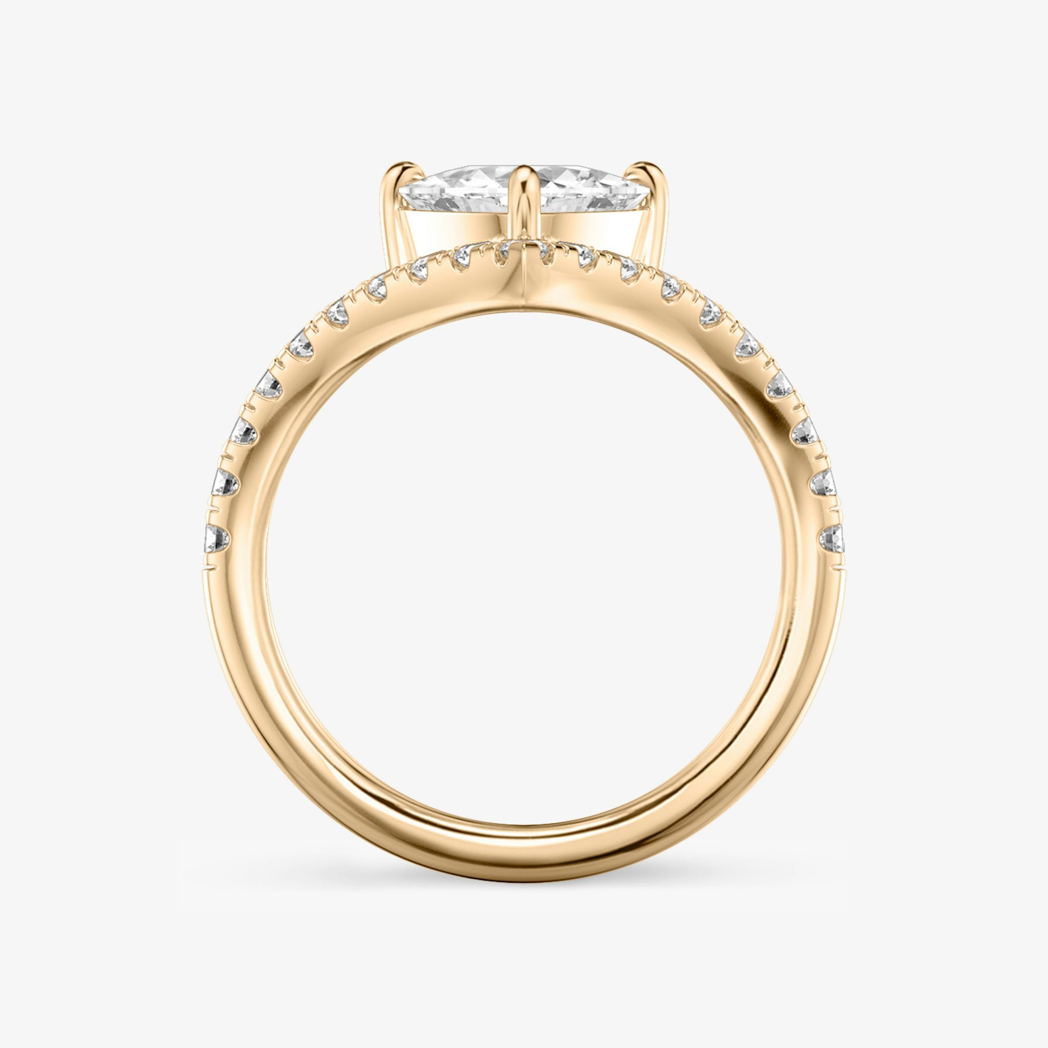 The Signature V | Trillion | 14k | Rose Gold | bandAccent: Pavé | diamondOrientation: vertical | caratWeight: other