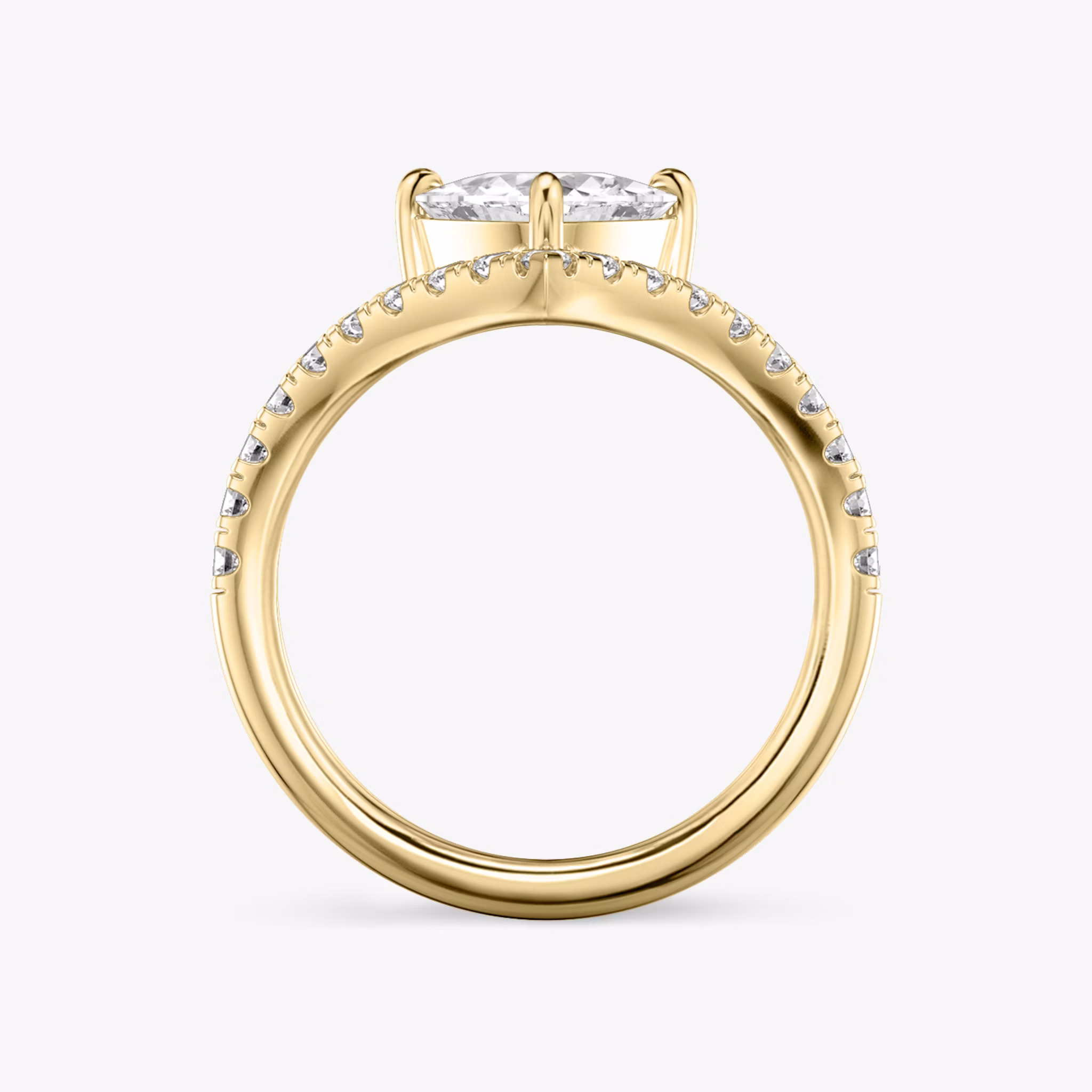 The Signature V | Trillion | 18k | Yellow Gold | bandAccent: Pavé | diamondOrientation: vertical | caratWeight: other