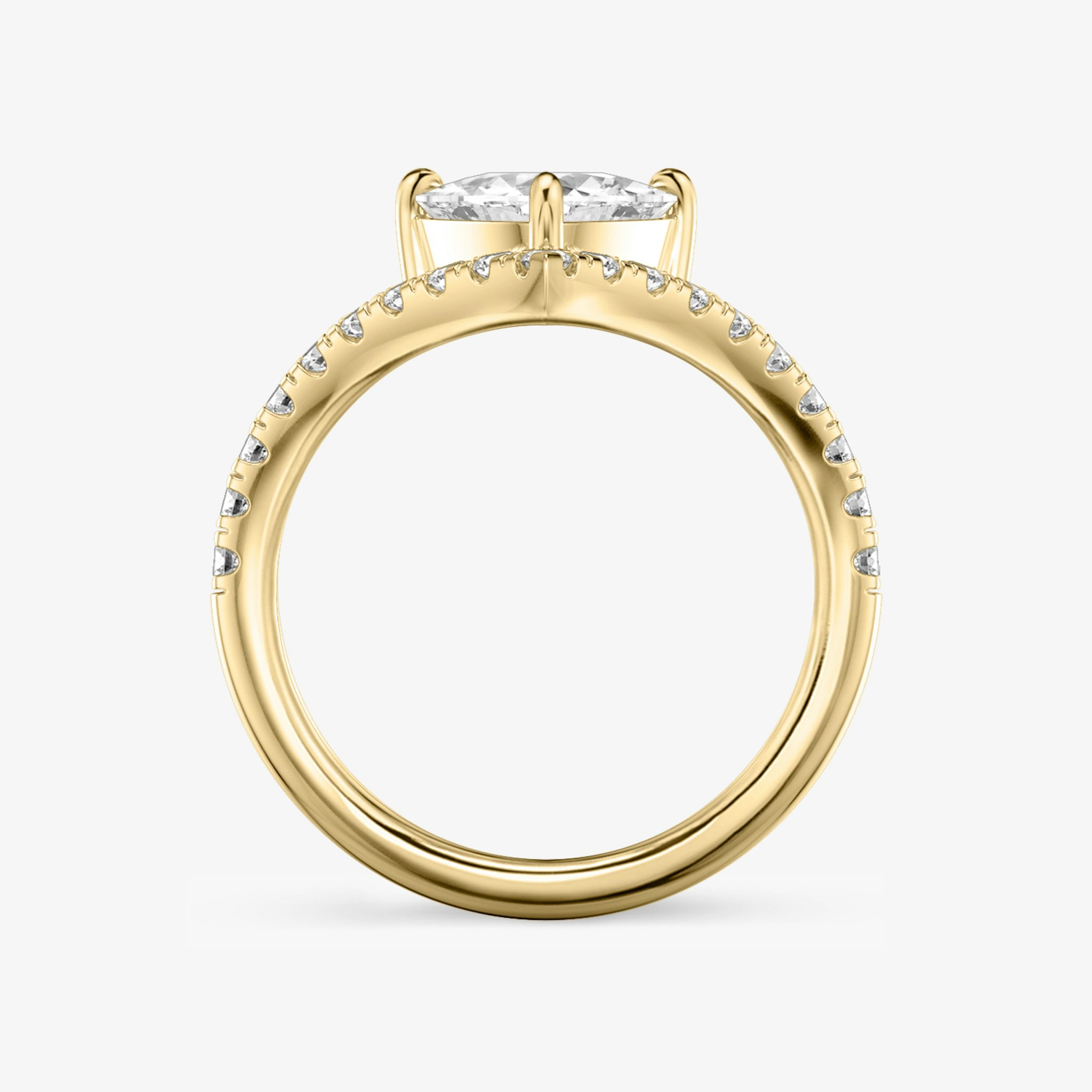The Signature V | Trillion | 18k | Yellow Gold | bandAccent: Pavé | diamondOrientation: vertical | caratWeight: other