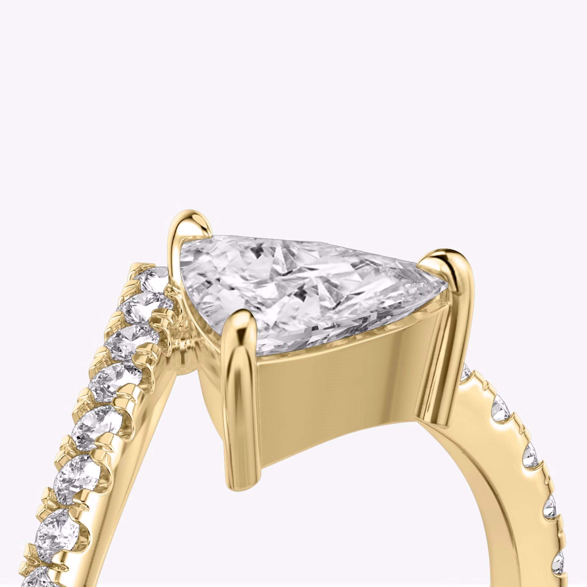 The Signature V | Trillion | 18k | Yellow Gold | bandAccent: Pavé | diamondOrientation: vertical | caratWeight: other