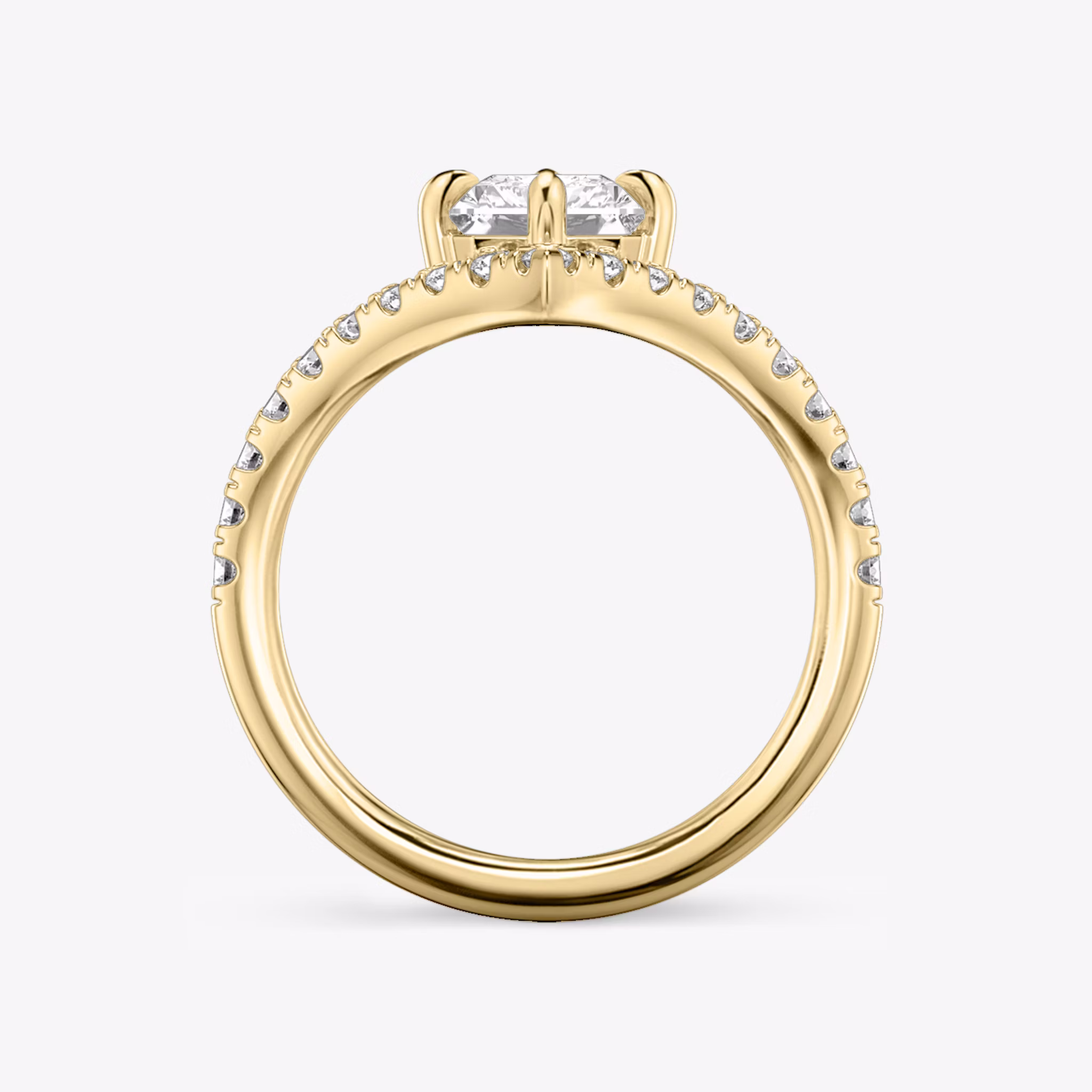 The Signature V | Radiant | 18k | Yellow Gold | bandAccent: Pavé | diamondOrientation: vertical | caratWeight: other