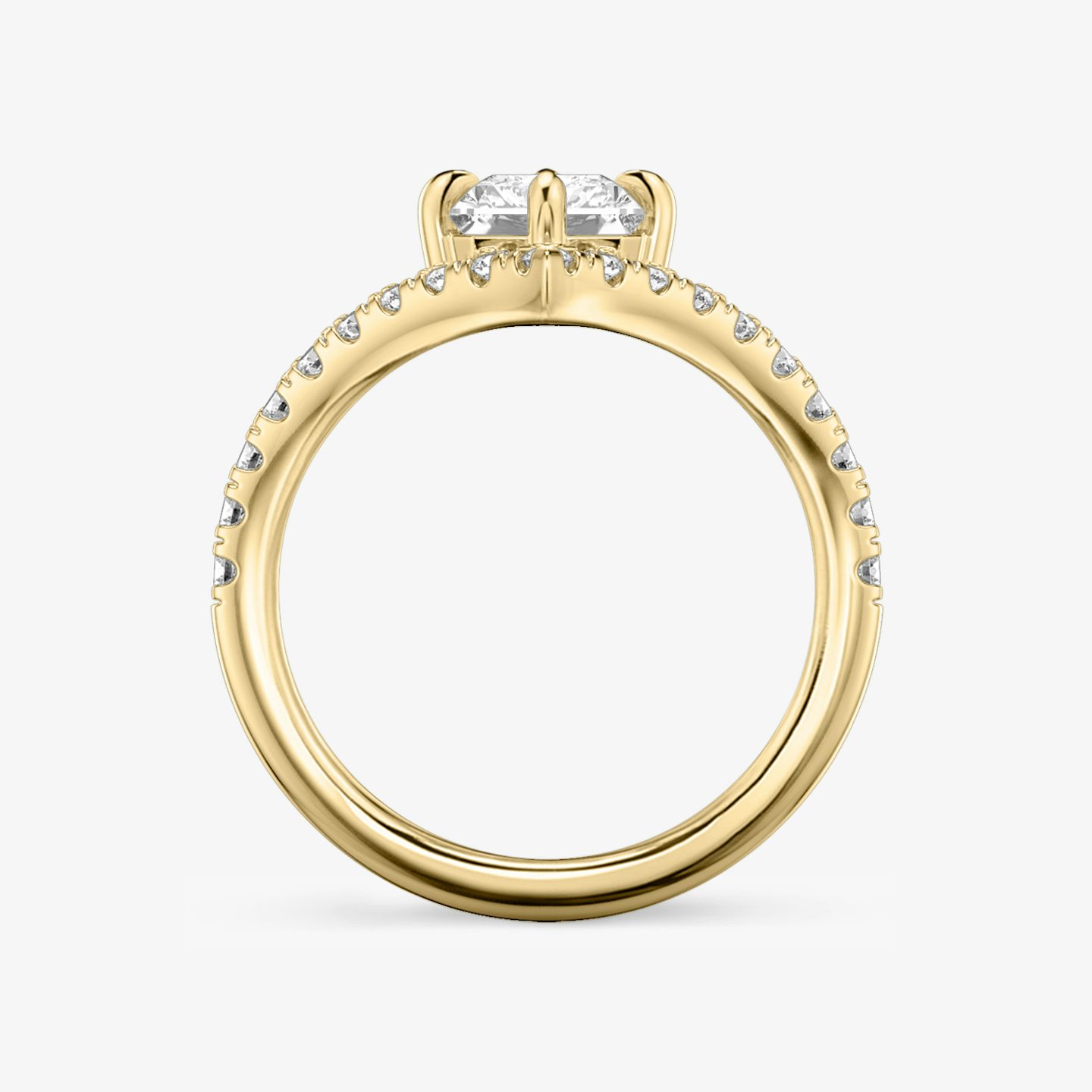 The Signature V | Radiant | 18k | Yellow Gold | bandAccent: Pavé | diamondOrientation: vertical | caratWeight: other
