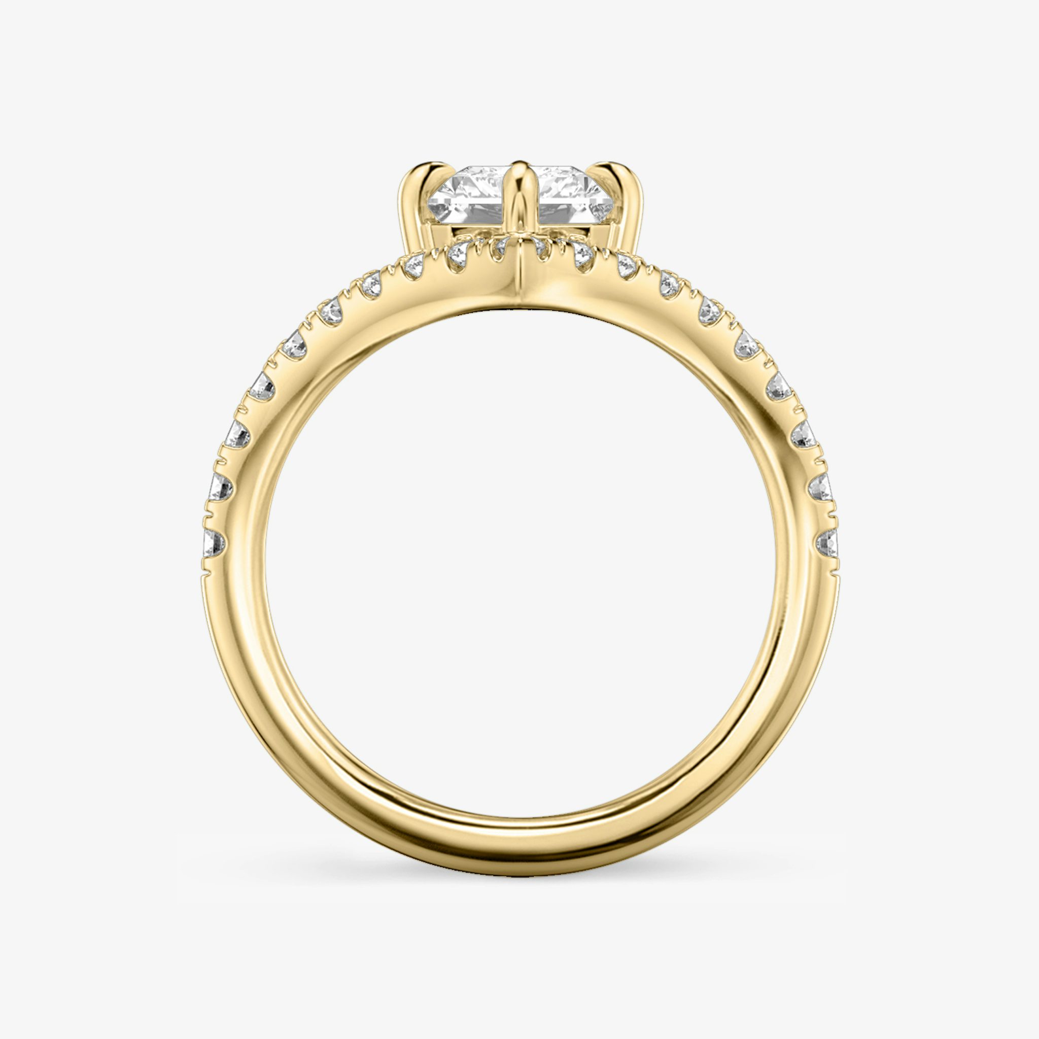 The Signature V | Radiant | 18k | Yellow Gold | bandAccent: Pavé | diamondOrientation: vertical | caratWeight: other