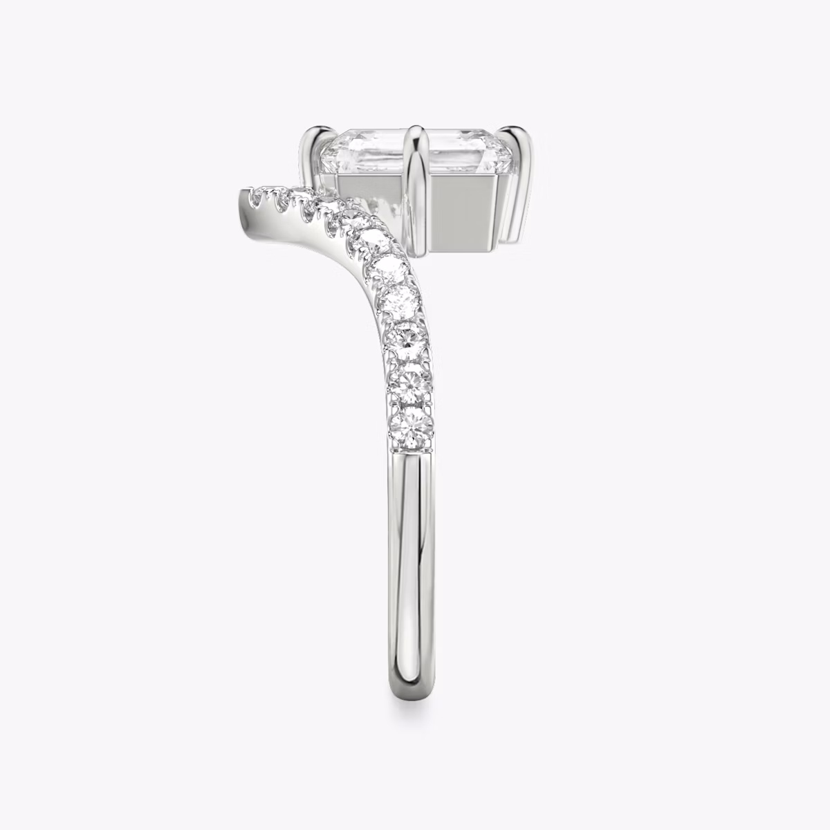 The Signature V | Radiant | Platinum | bandAccent: Pavé | diamondOrientation: vertical | caratWeight: other