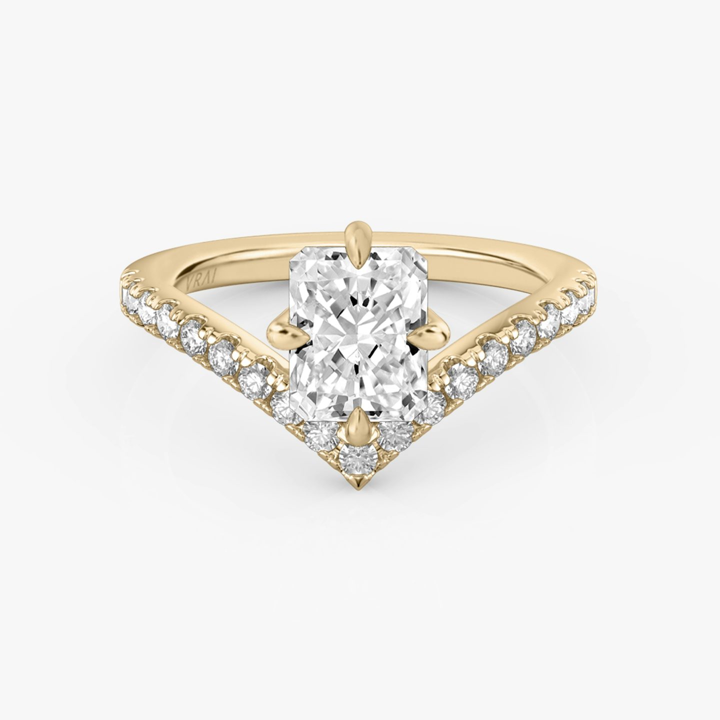 The Signature V | Radiant | 14k | Rose Gold | bandAccent: Pavé | diamondOrientation: vertical | caratWeight: other