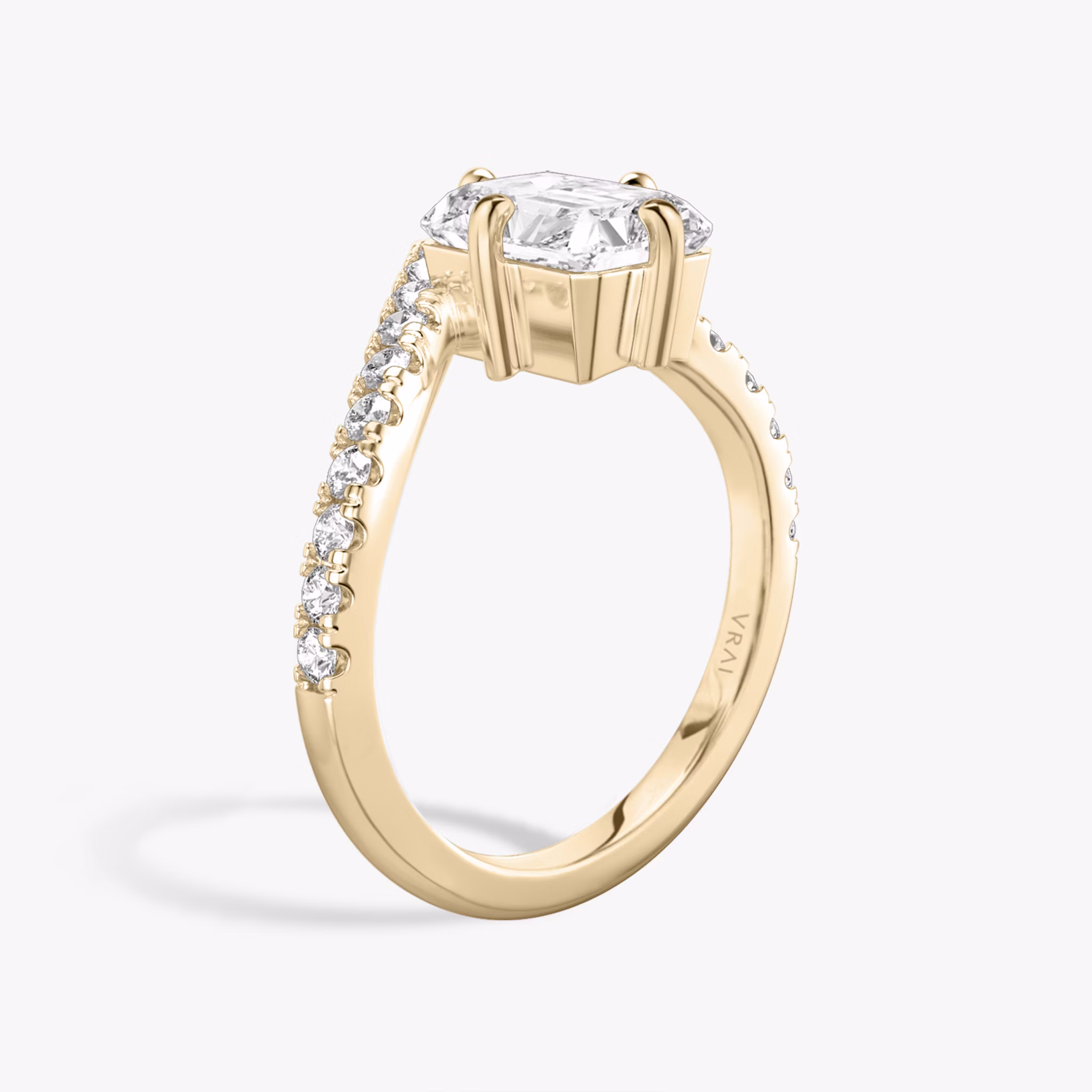 The Signature V | Radiant | 14k | Rose Gold | bandAccent: Pavé | diamondOrientation: vertical | caratWeight: other