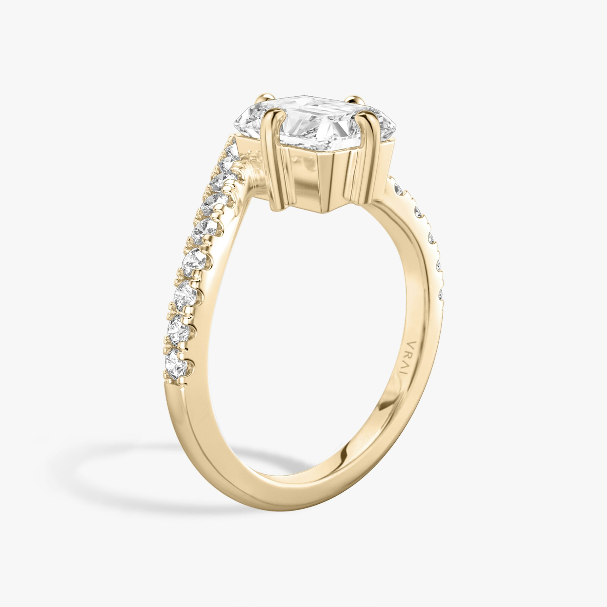 The Signature V | Radiant | 14k | Rose Gold | bandAccent: Pavé | diamondOrientation: vertical | caratWeight: other