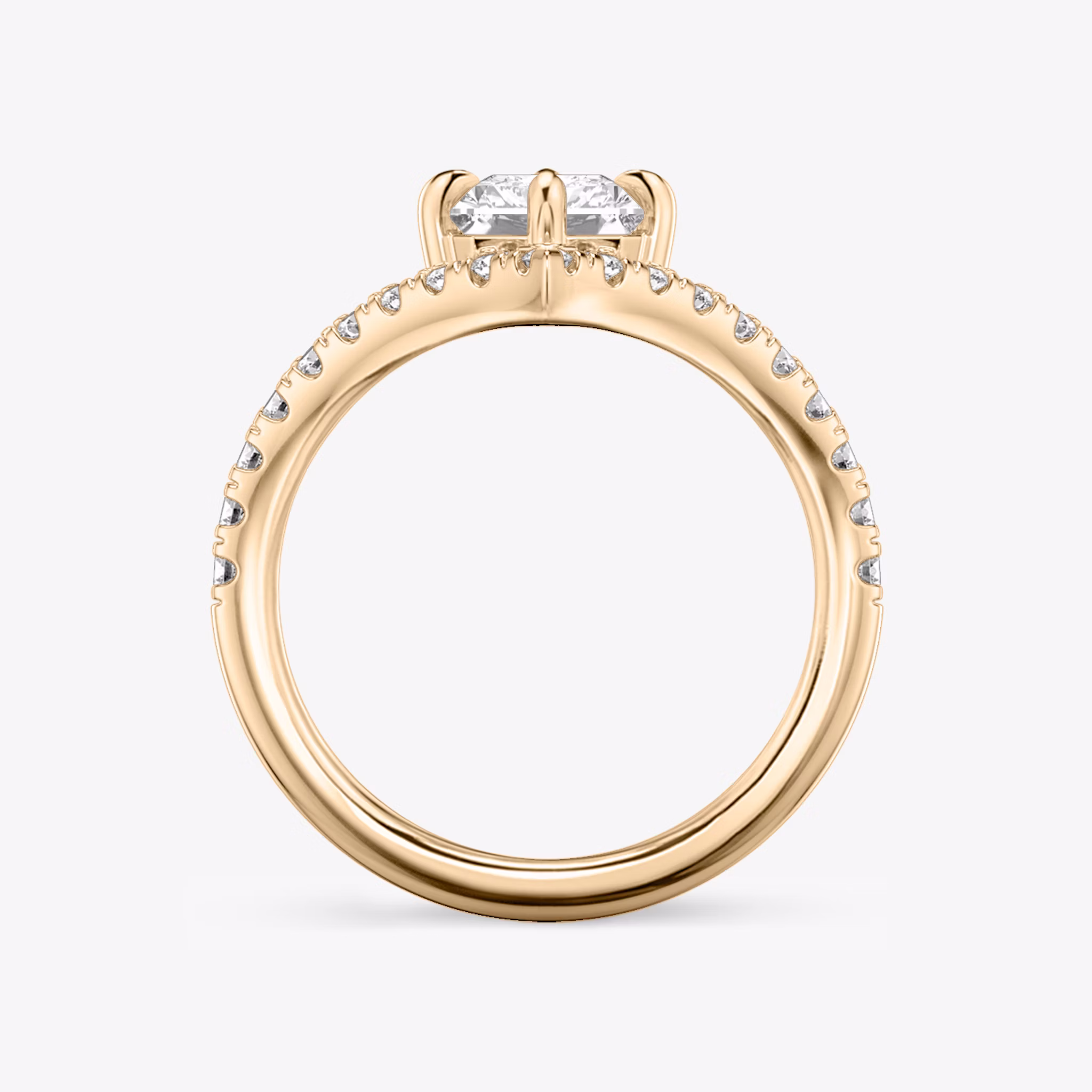 The Signature V | Radiant | 14k | Rose Gold | bandAccent: Pavé | diamondOrientation: vertical | caratWeight: other