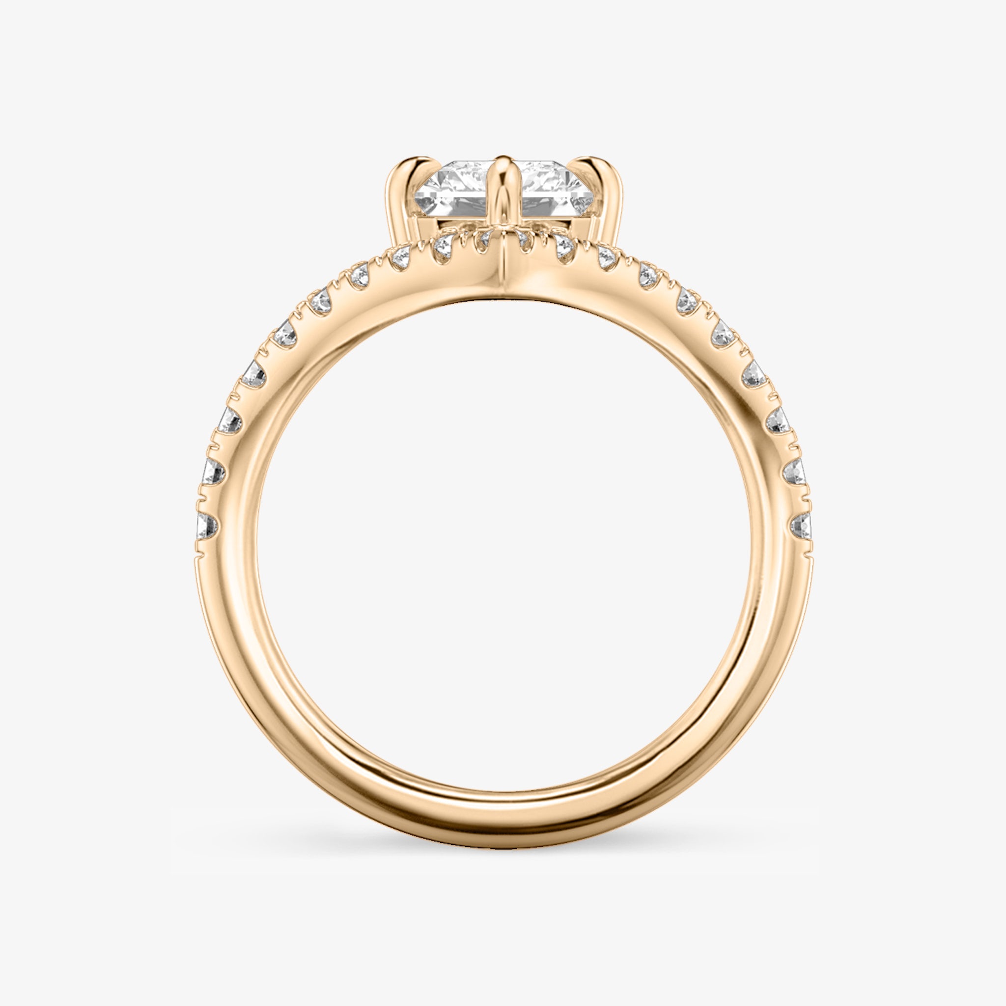 The Signature V | Radiant | 14k | Rose Gold | bandAccent: Pavé | diamondOrientation: vertical | caratWeight: other