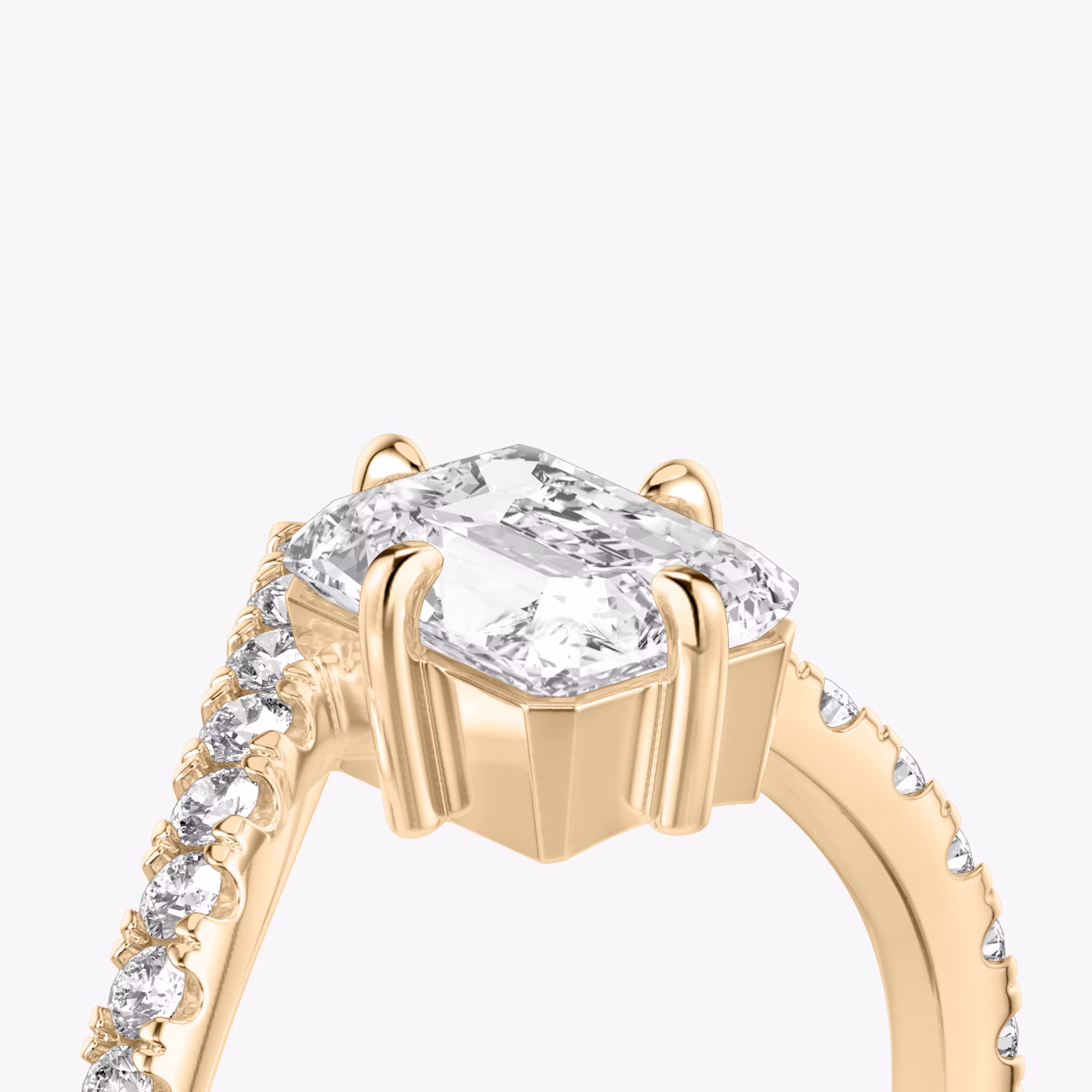 The Signature V | Radiant | 14k | Rose Gold | bandAccent: Pavé | diamondOrientation: vertical | caratWeight: other
