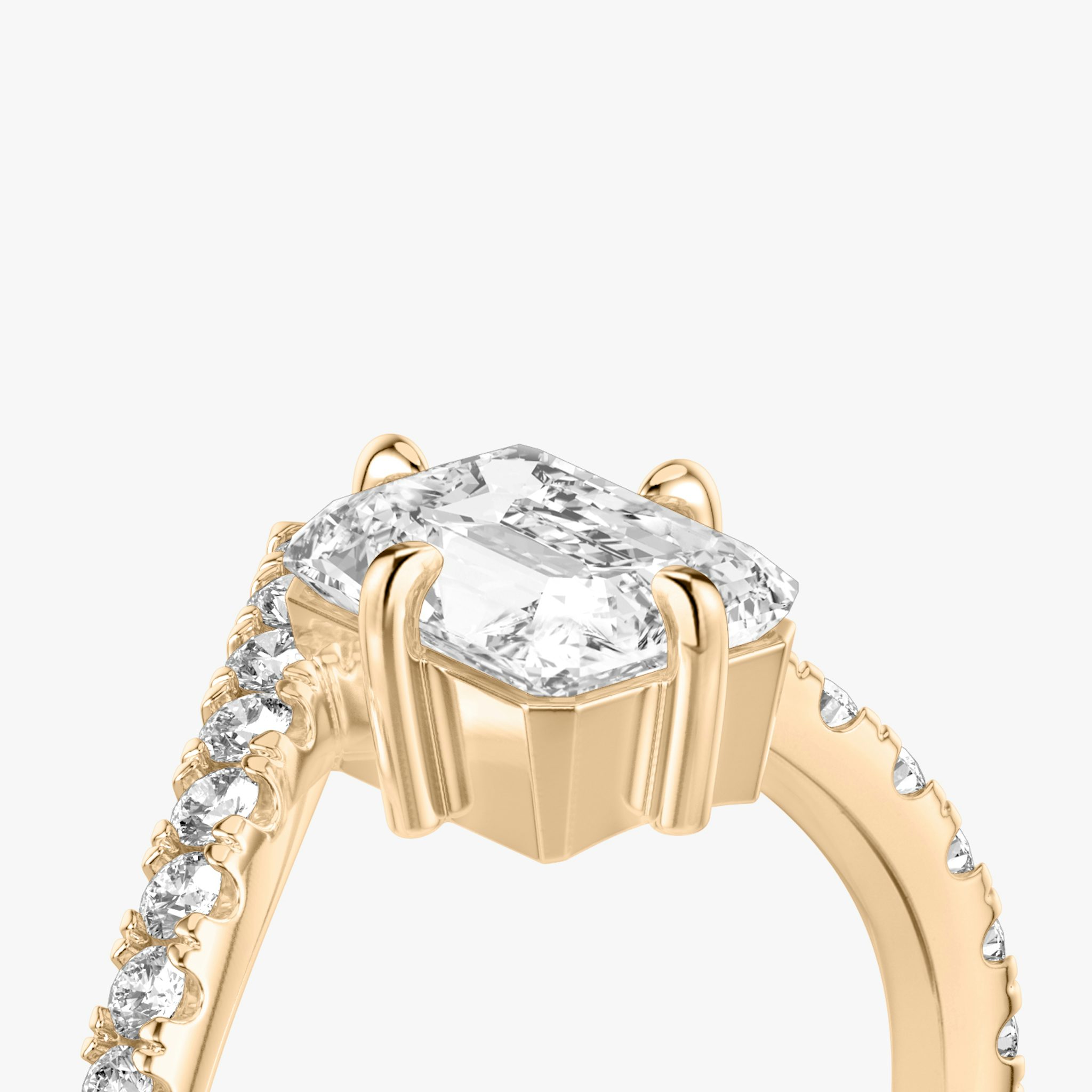 The Signature V | Radiant | 14k | Rose Gold | bandAccent: Pavé | diamondOrientation: vertical | caratWeight: other