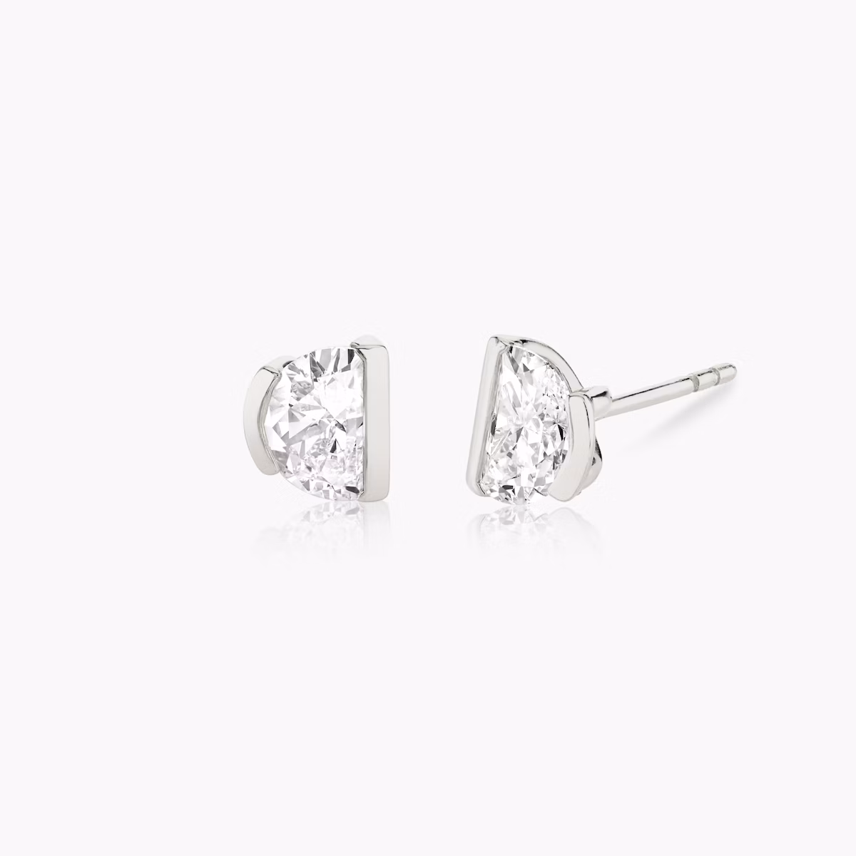 Knife-Edge Semi-Bezel Stud | Half Moon | 14k | White Gold | caratWeight: 0.75ct