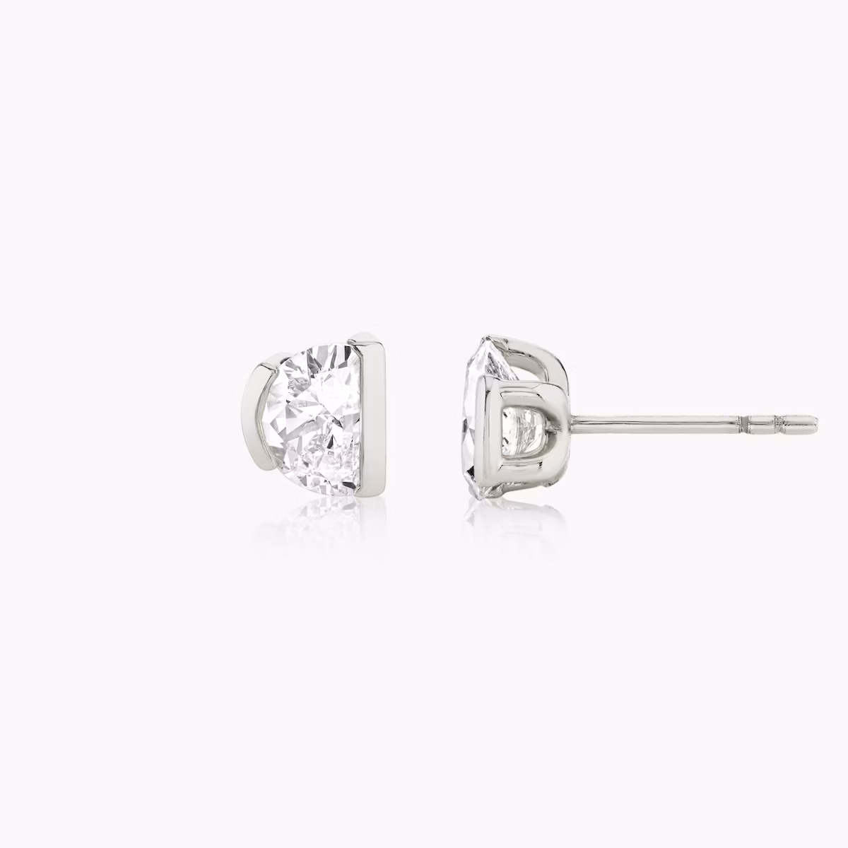 Knife-Edge Semi-Bezel Stud | Half Moon | 14k | White Gold | caratWeight: 0.75ct