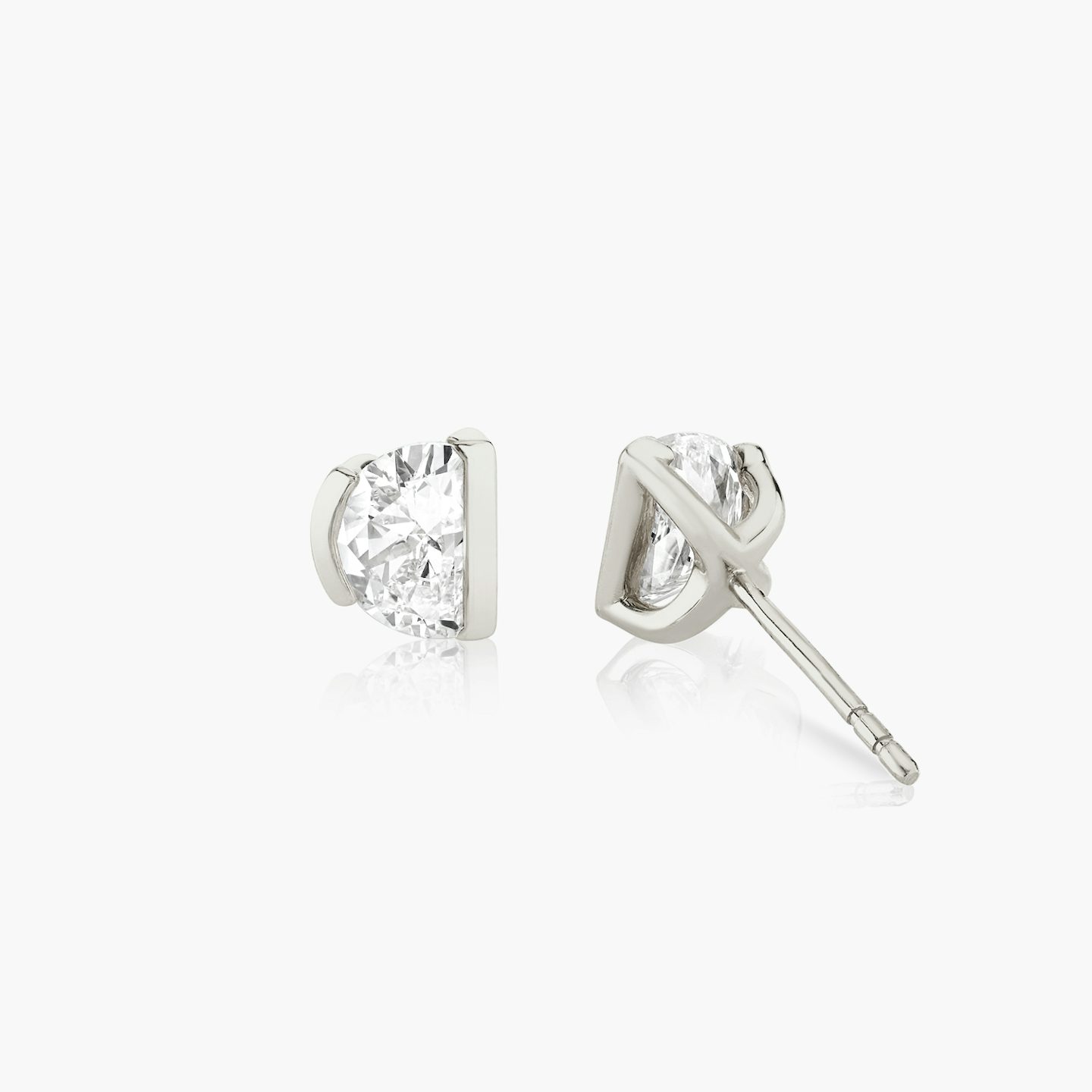 Knife-Edge Semi-Bezel Stud | Half Moon | 14k | White Gold | caratWeight: 0.75ct