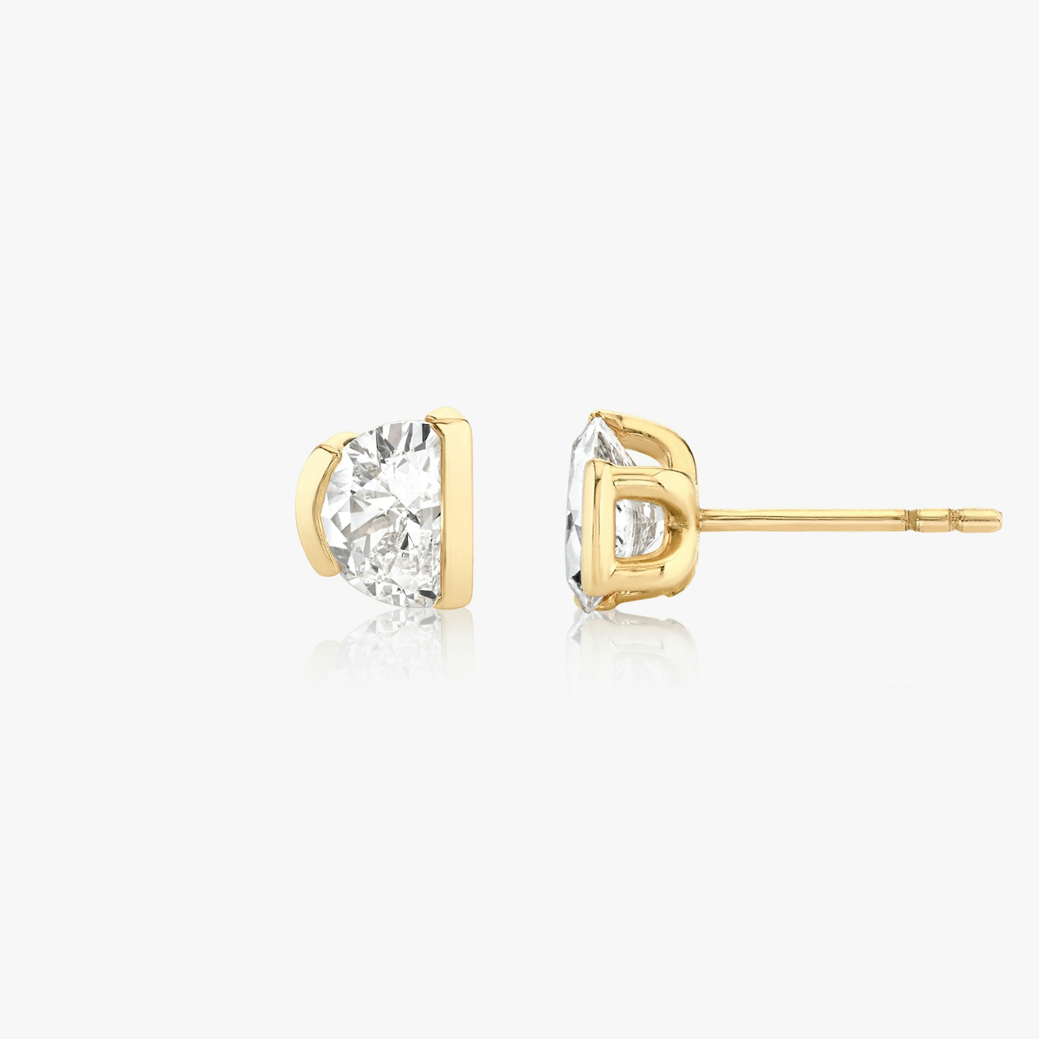 Knife-Edge Semi-Bezel Stud | Half Moon | 14k | Yellow Gold | caratWeight: 0.75ct