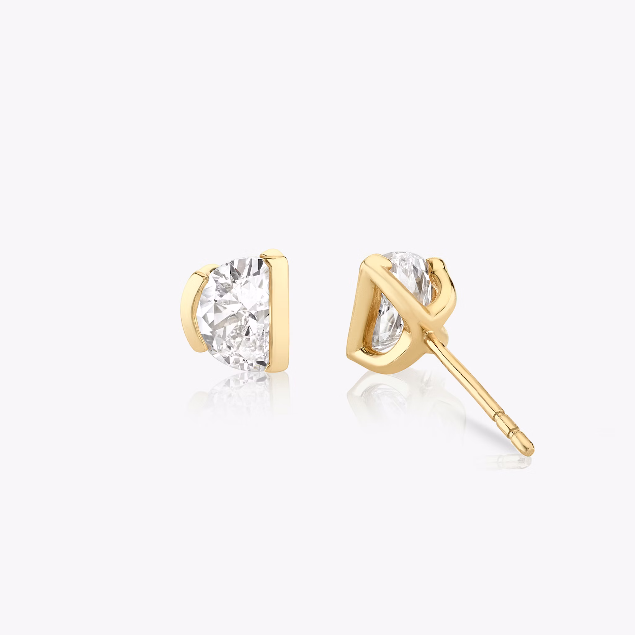 Knife-Edge Semi-Bezel Stud | Half Moon | 14k | Yellow Gold | caratWeight: 0.75ct
