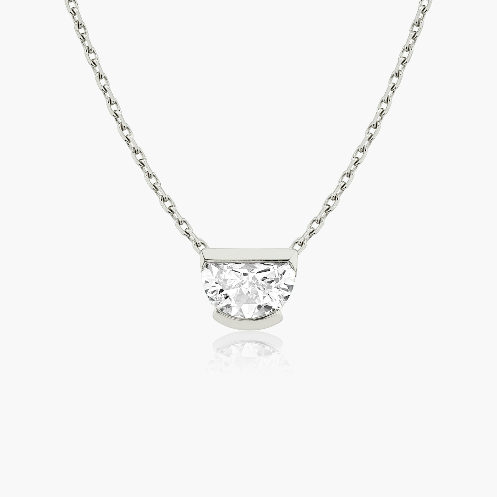 Knife-Edge Semi-Bezel Necklace | Half Moon | 14k | White Gold | caratWeight: 0.75ct