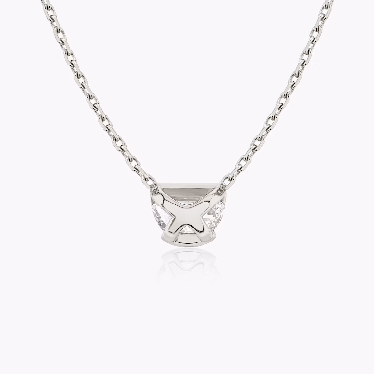 Knife-Edge Semi-Bezel Necklace | Half Moon | 14k | White Gold | caratWeight: 0.75ct