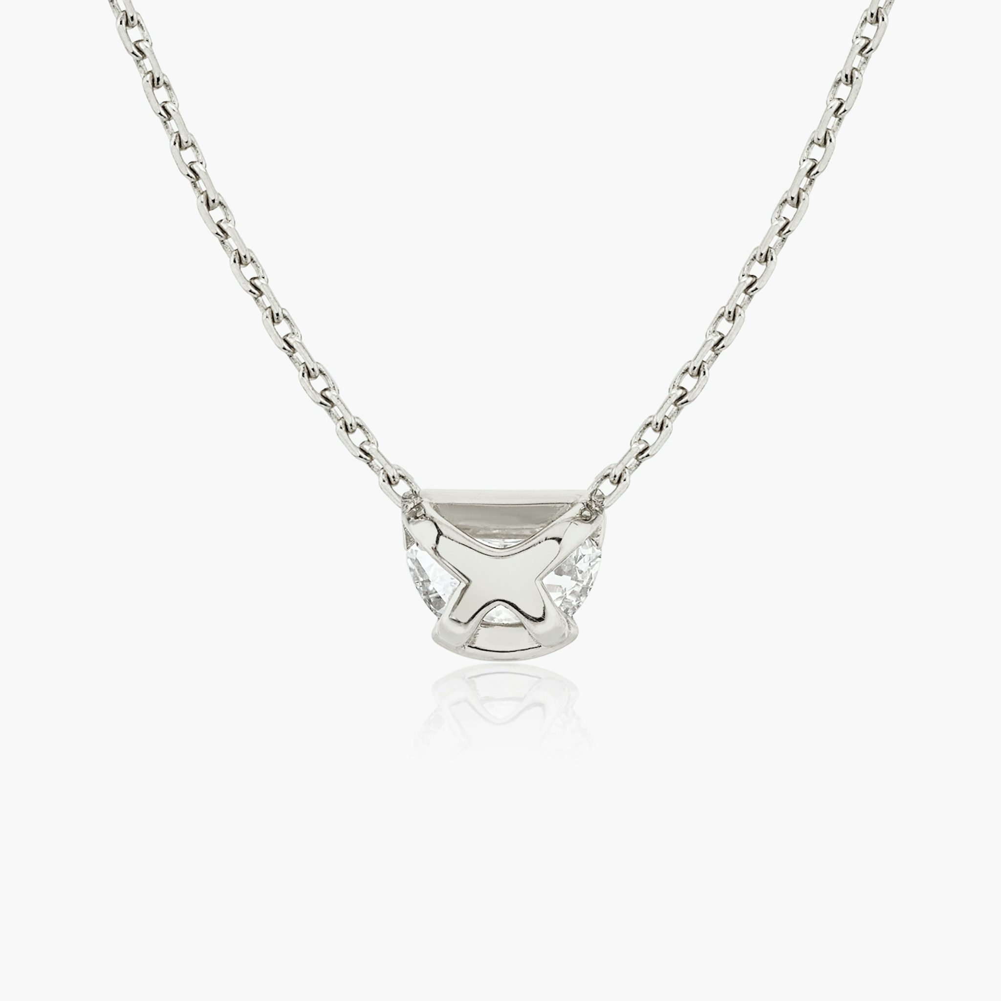 Knife-Edge Semi-Bezel Necklace | Half Moon | 14k | White Gold | caratWeight: 0.75ct
