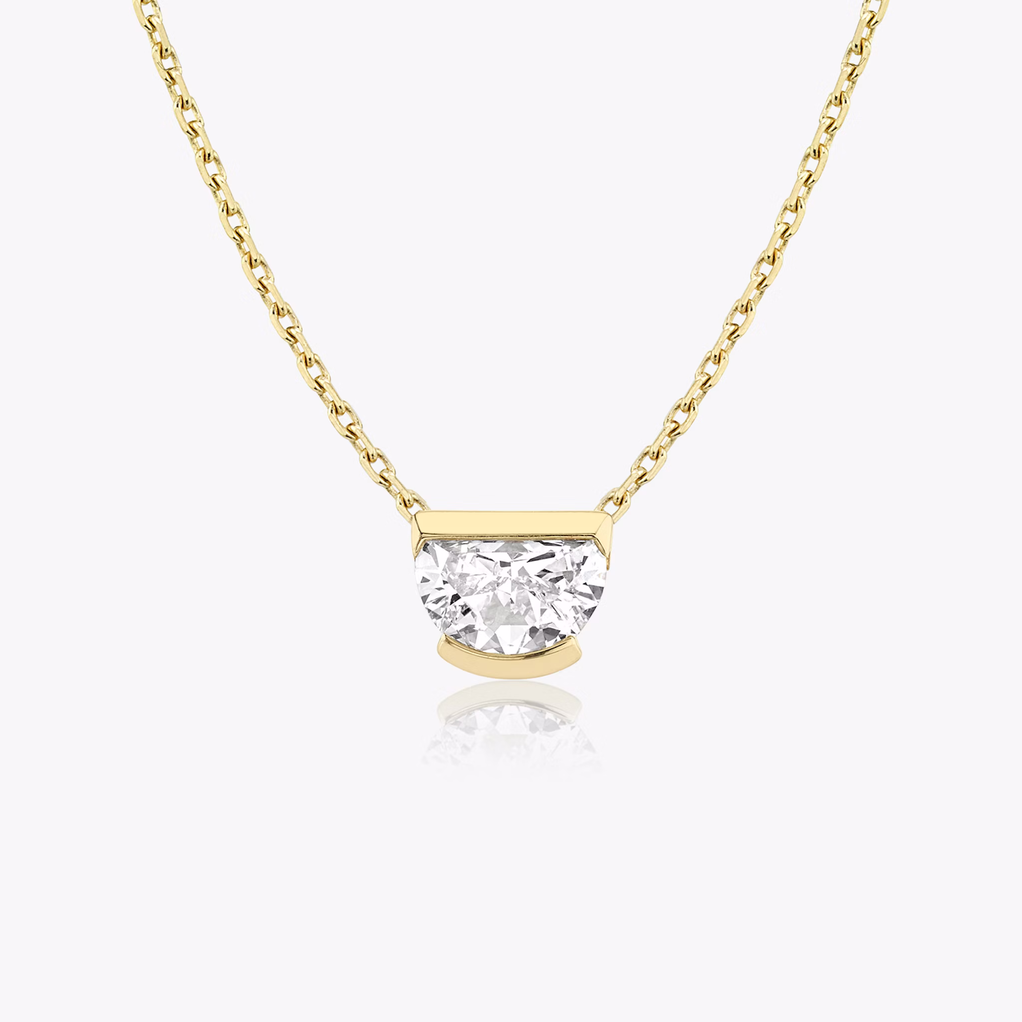 Knife-Edge Semi-Bezel Necklace | Half Moon | 14k | Yellow Gold | caratWeight: 0.75ct