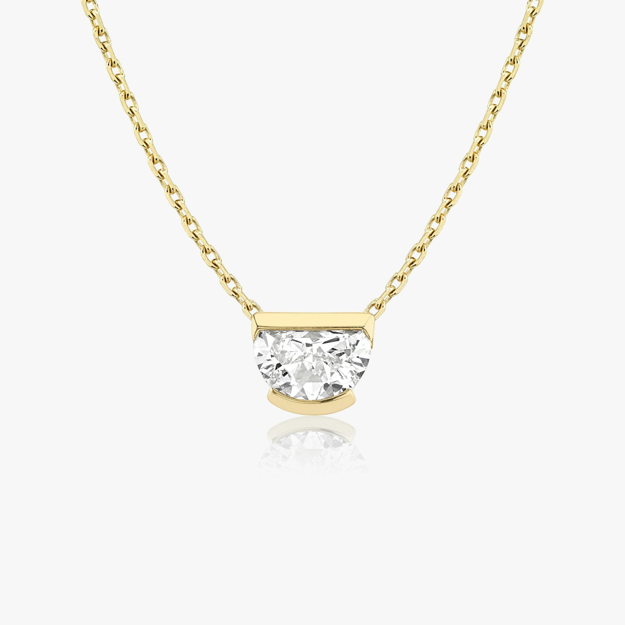 Knife-Edge Semi-Bezel Necklace | Half Moon | 14k | Yellow Gold | caratWeight: 0.75ct