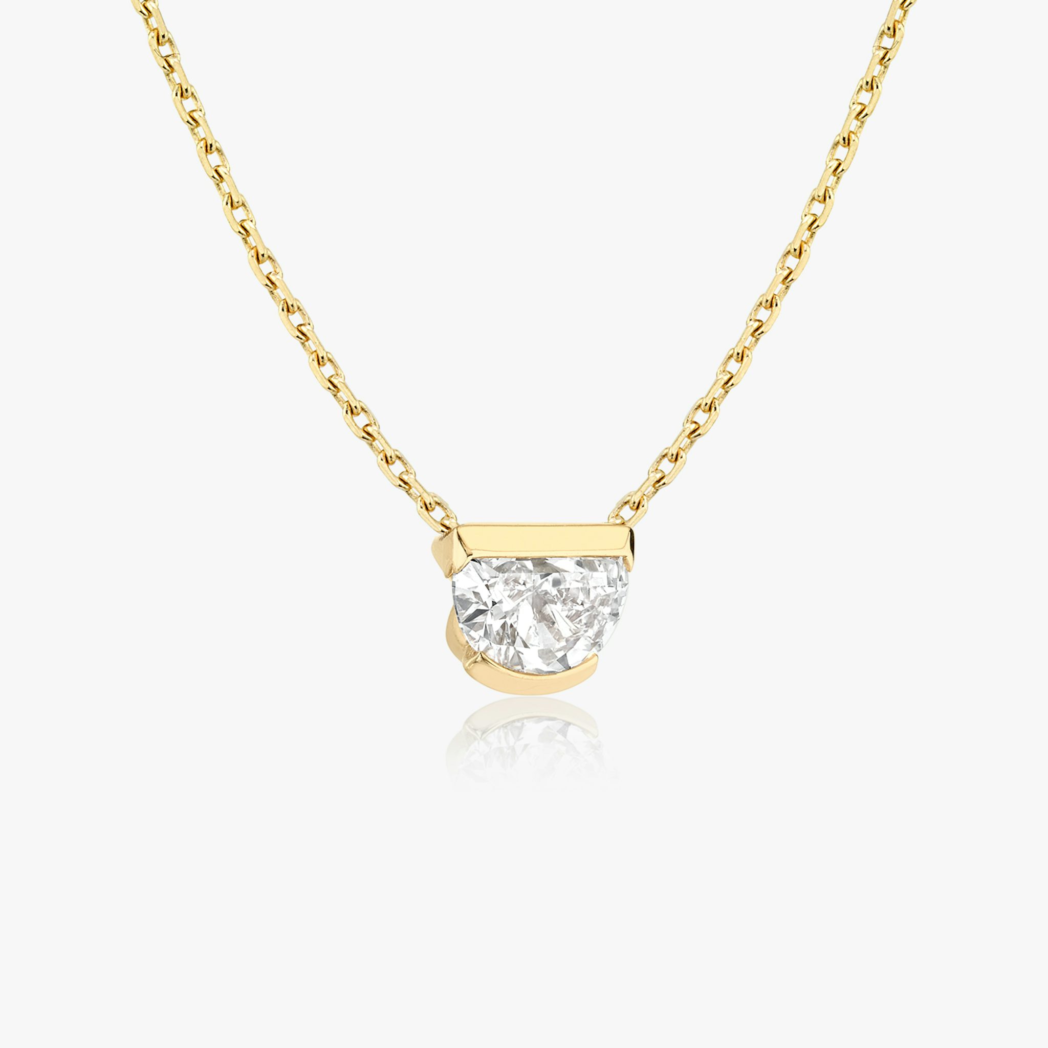 Knife-Edge Semi-Bezel Necklace | Half Moon | 14k | Yellow Gold | caratWeight: 0.75ct