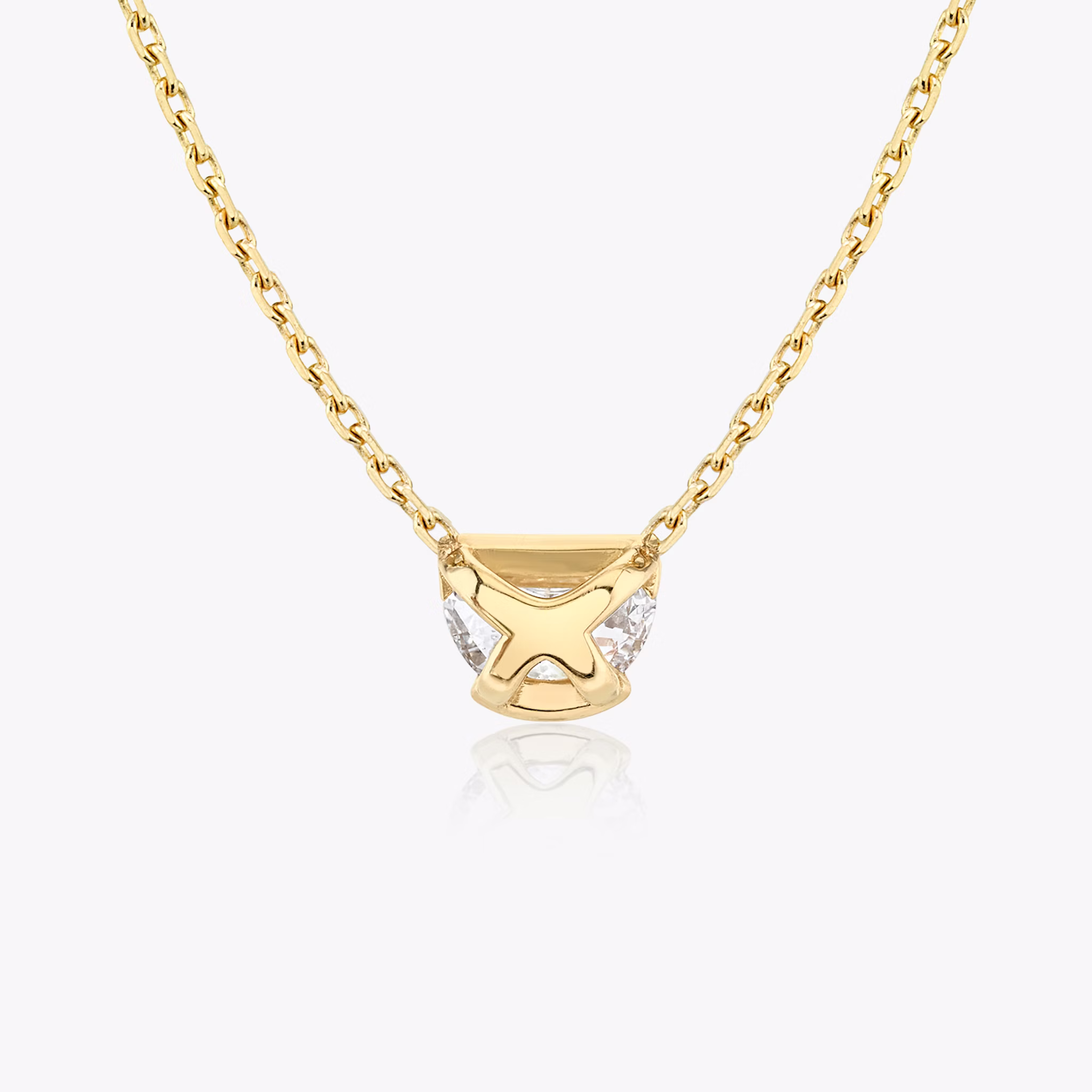 Knife-Edge Semi-Bezel Necklace | Half Moon | 14k | Yellow Gold | caratWeight: 0.75ct