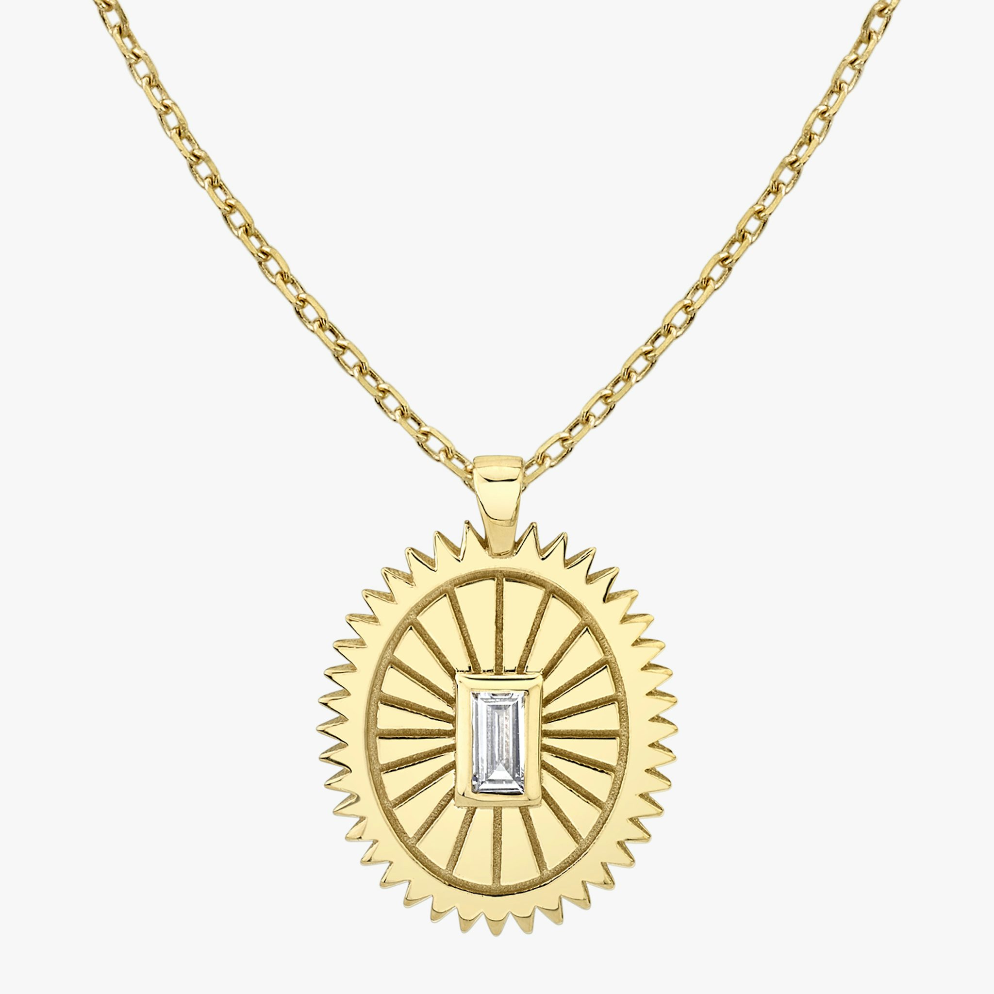 Inner Spirit Medallion | Baguette | 14k | Yellow Gold | chainLength: 16-18
