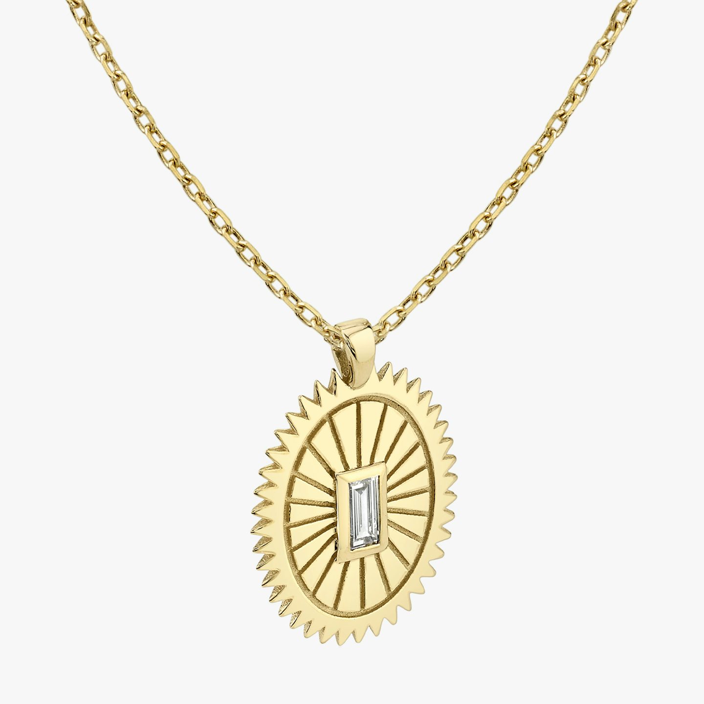 Inner Spirit Medallion | Baguette | 14k | Yellow Gold | chainLength: 16-18