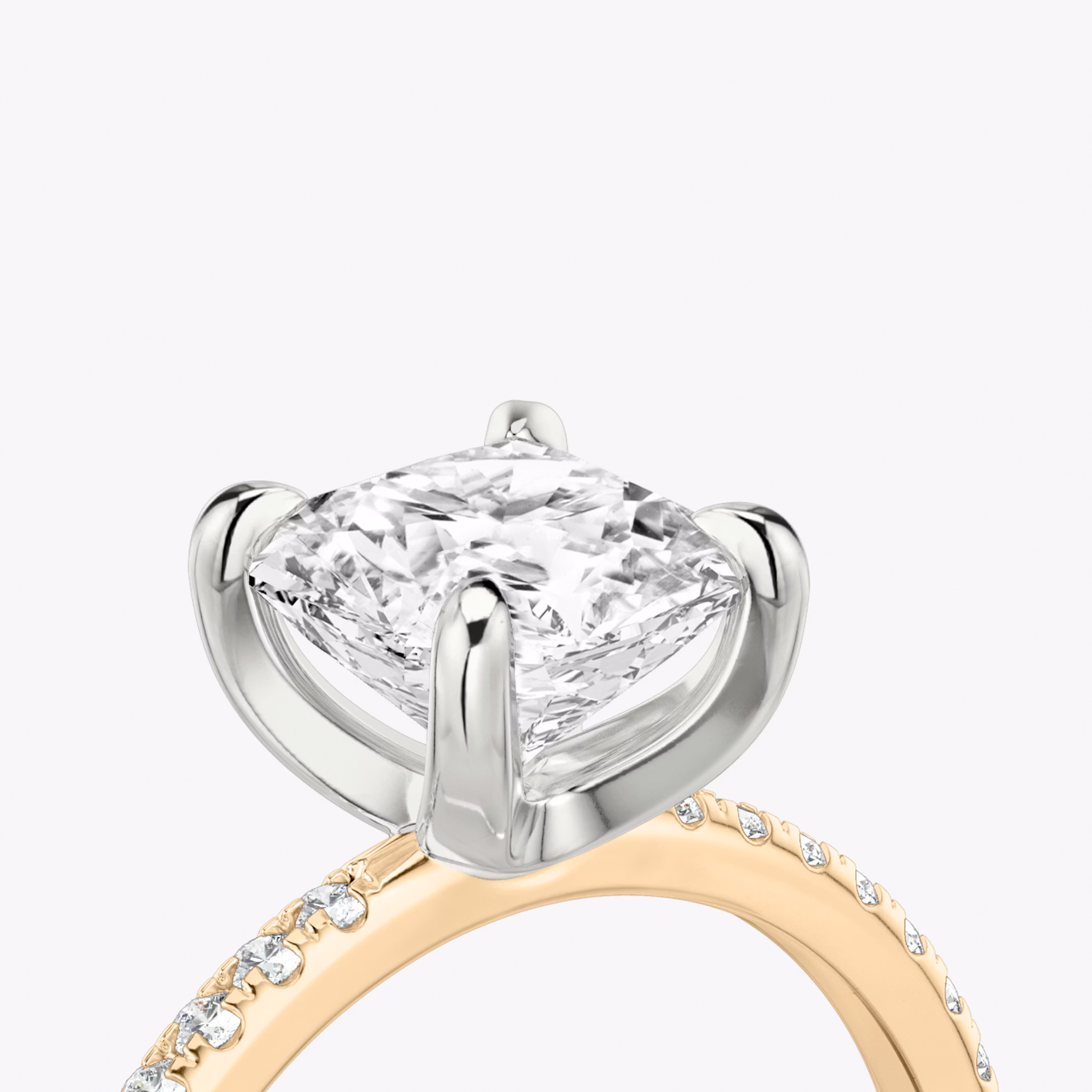 The Classic | Asscher | 14k | Rose Gold and Platinum | bandAccent: Pavé | bandWidth: standard | diamondOrientation: vertical | caratWeight: other