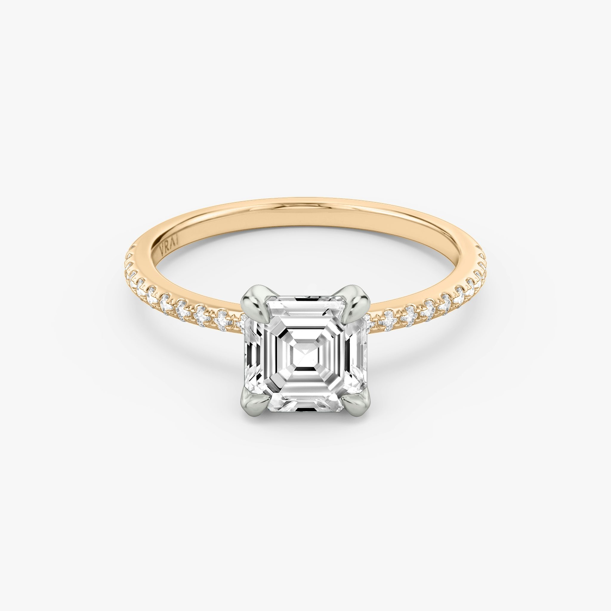 The Classic | Asscher | 14k | Rose Gold and Platinum | bandAccent: Pavé | bandWidth: standard | diamondOrientation: vertical | caratWeight: other