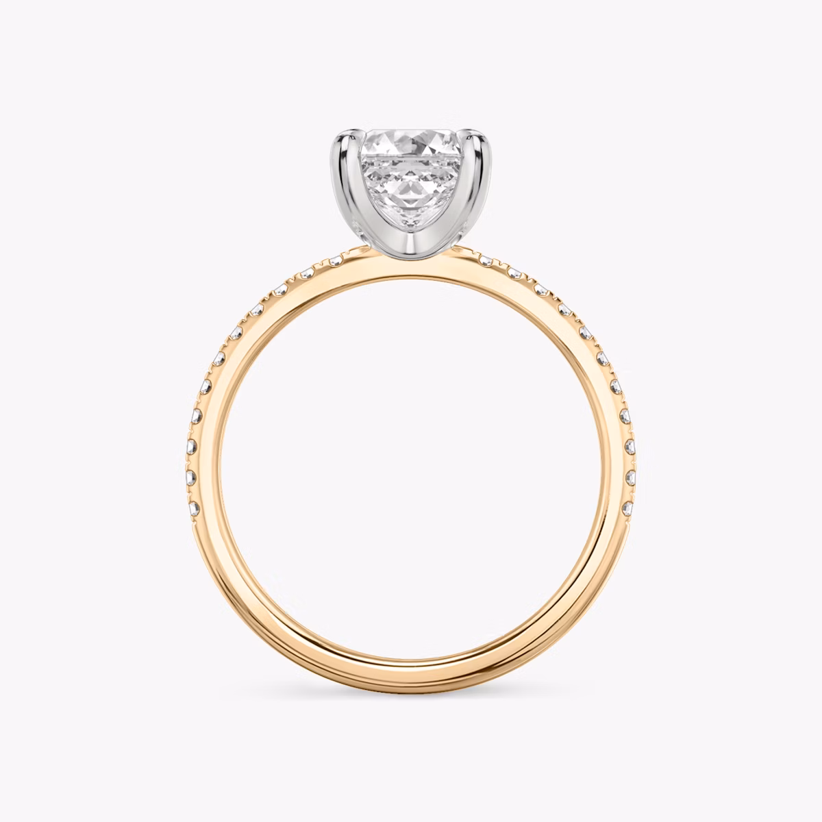 The Classic | Asscher | 14k | Rose Gold and Platinum | bandAccent: Pavé | bandWidth: standard | diamondOrientation: vertical | caratWeight: other