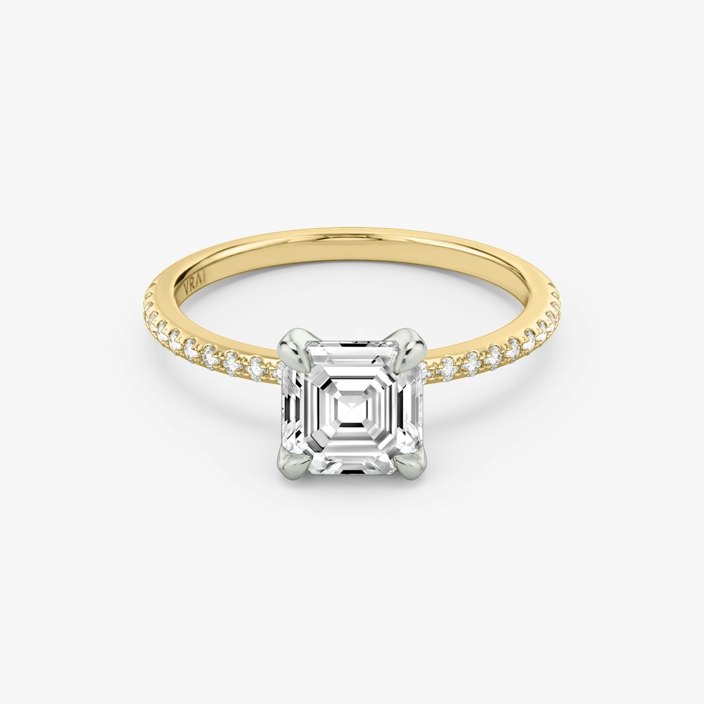 The Classic | Asscher | 18k | Yellow Gold and Platinum | bandAccent: Pavé | bandWidth: standard | diamondOrientation: vertical | caratWeight: other