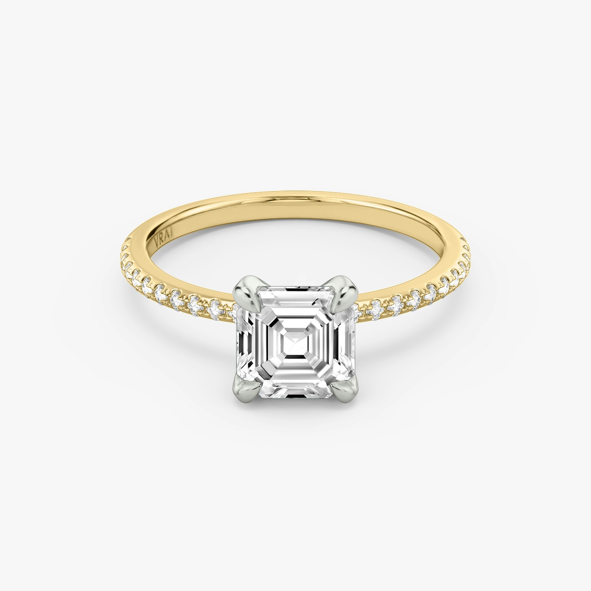 The Classic | Asscher | 18k | Yellow Gold and Platinum | bandAccent: Pavé | bandWidth: standard | diamondOrientation: vertical | caratWeight: other