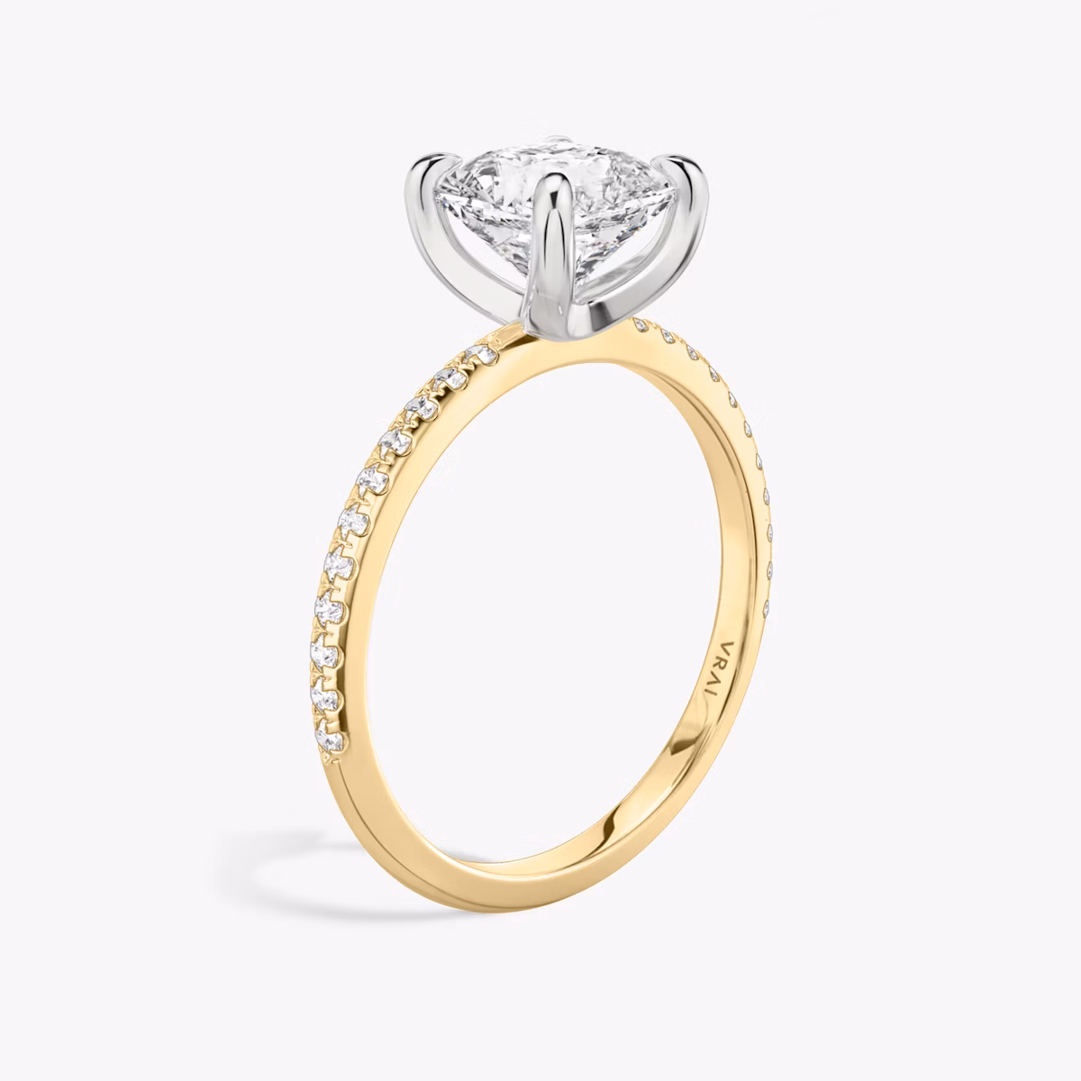 The Classic | Asscher | 18k | Yellow Gold and Platinum | bandAccent: Pavé | bandWidth: standard | diamondOrientation: vertical | caratWeight: other