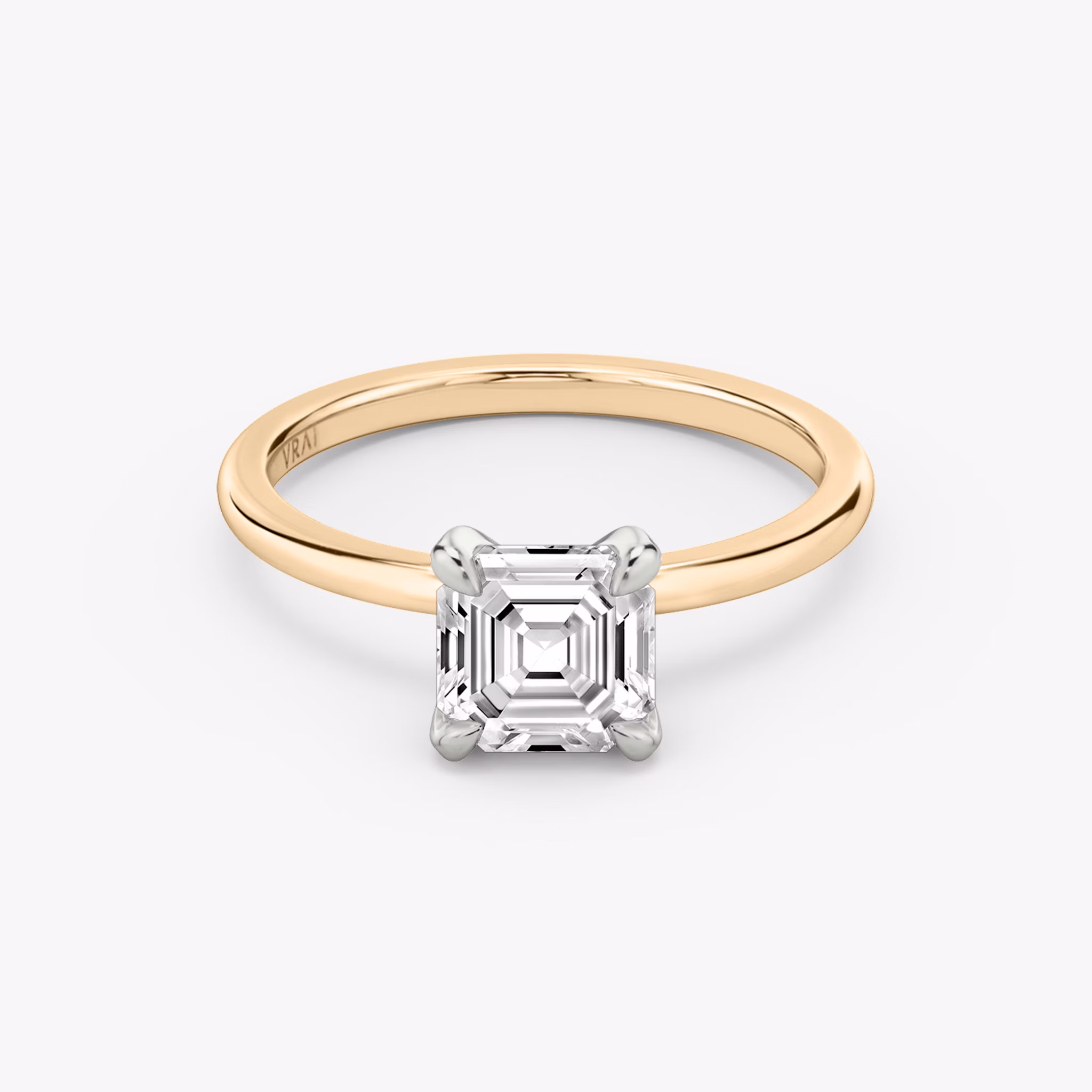 The Classic | Asscher | 14k | Rose Gold and Platinum | bandAccent: Plain | bandWidth: standard | diamondOrientation: vertical | caratWeight: other