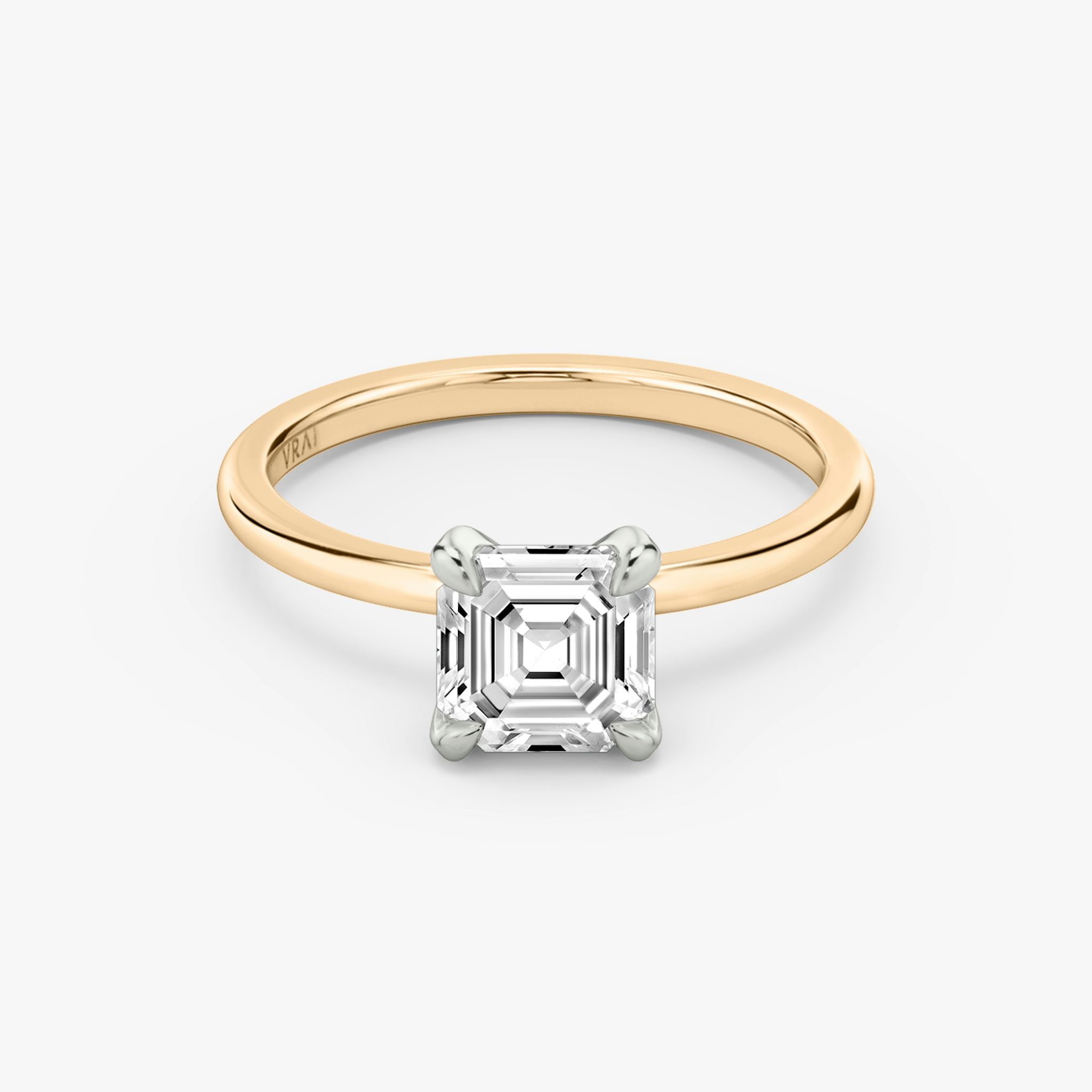The Classic | Asscher | 14k | Rose Gold and Platinum | bandAccent: Plain | bandWidth: standard | diamondOrientation: vertical | caratWeight: other