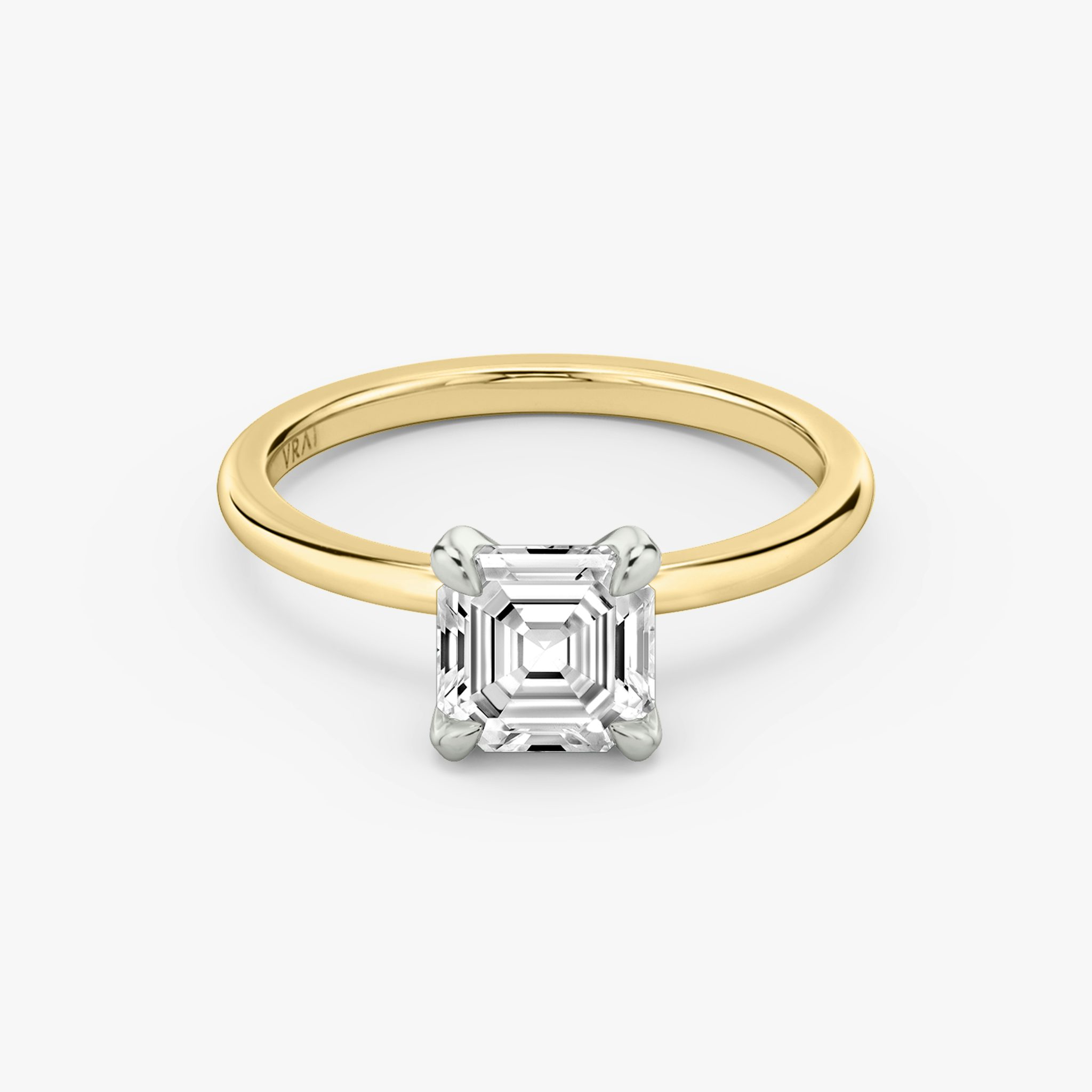 The Classic | Asscher | 18k | Yellow Gold and Platinum | bandAccent: Plain | bandWidth: standard | diamondOrientation: vertical | caratWeight: other