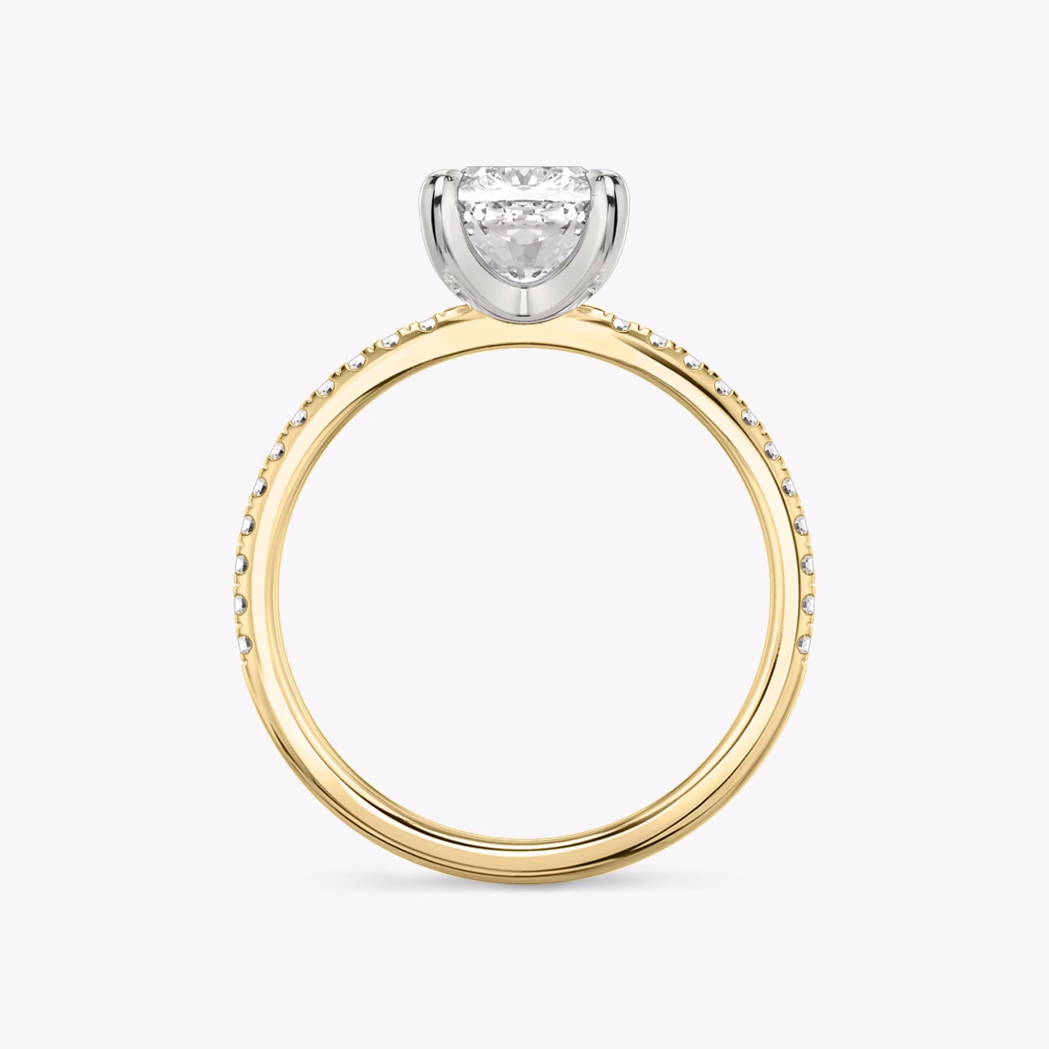 The Classic | Cushion | 18k | Yellow Gold and Platinum | bandAccent: Pavé | bandWidth: standard | diamondOrientation: vertical | caratWeight: other