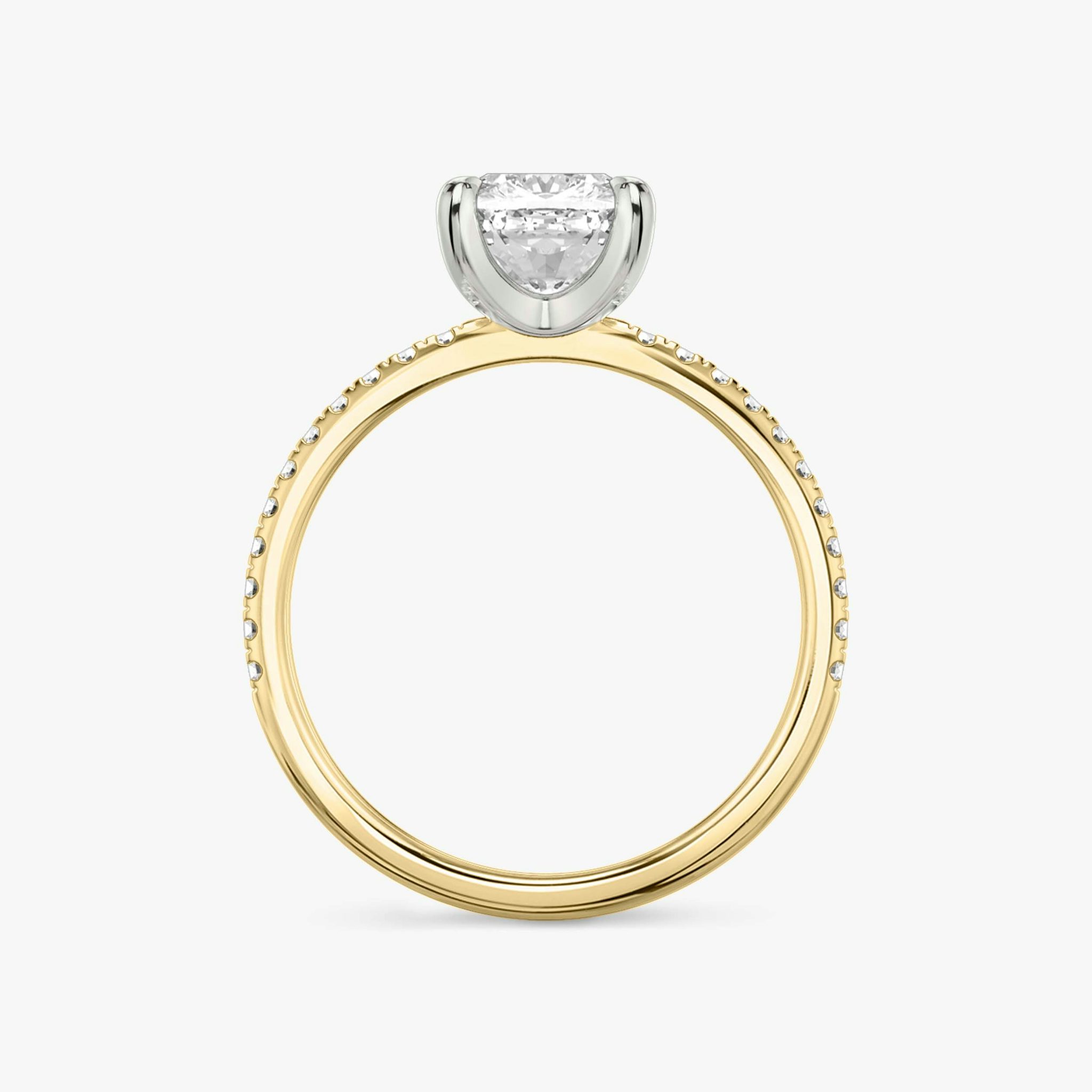 The Classic | Cushion | 18k | Yellow Gold and Platinum | bandAccent: Pavé | bandWidth: standard | diamondOrientation: vertical | caratWeight: other